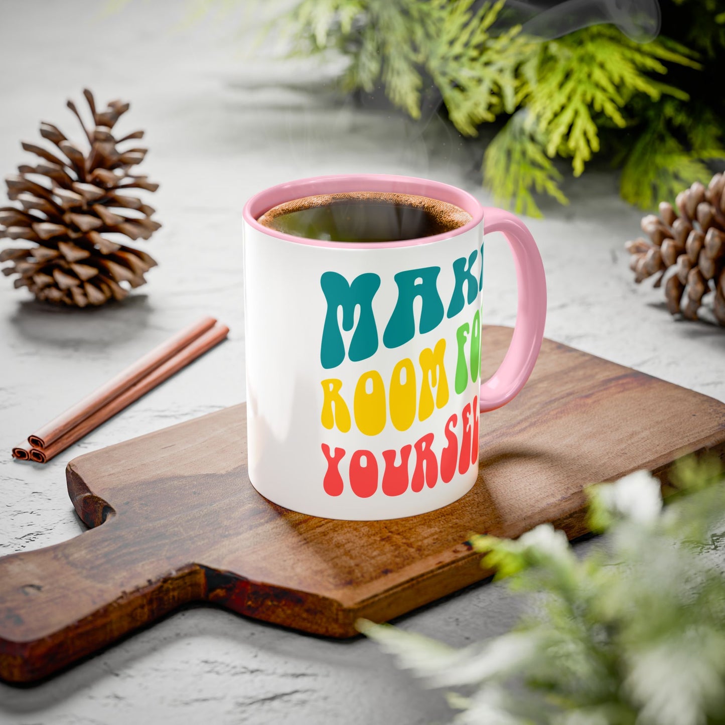 Make Room For Yourself – Retro Affirmation Accent Mug (11oz/15oz)