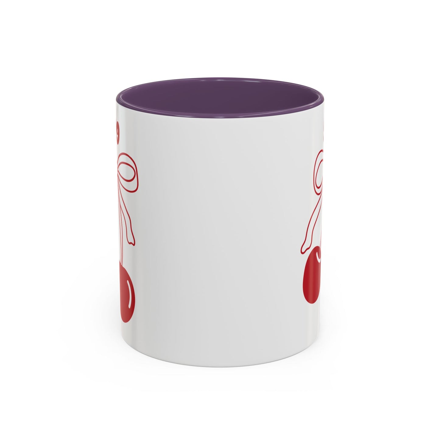 999 Angel Number Cherries Accent Mug – Coquette Bow Kawaii | 11oz 15oz — Black, Navy, Pink, Red, Light Blue, Orange