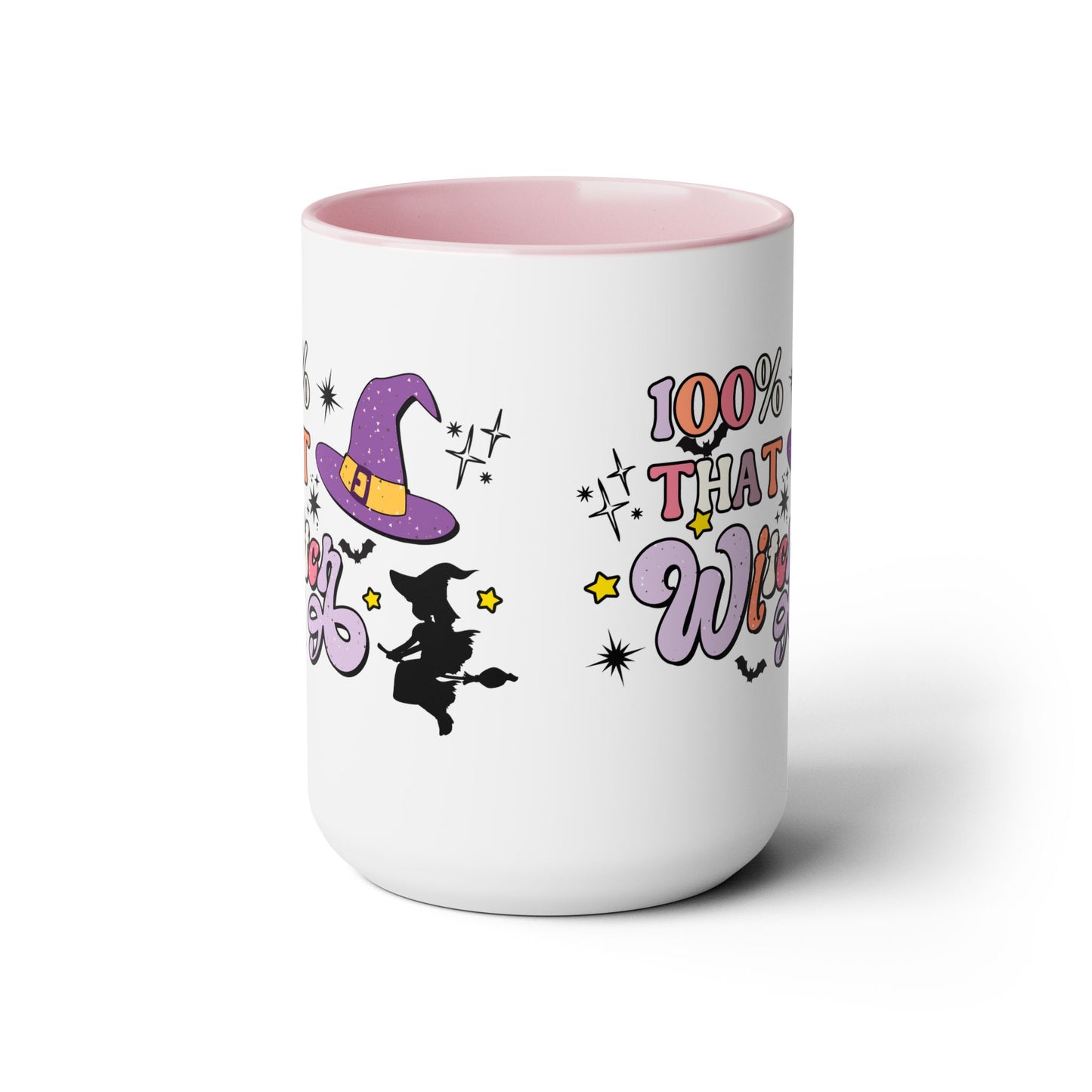 100% That Witch Coffee Mug – Pink Accent | Halloween Groovy Vibes