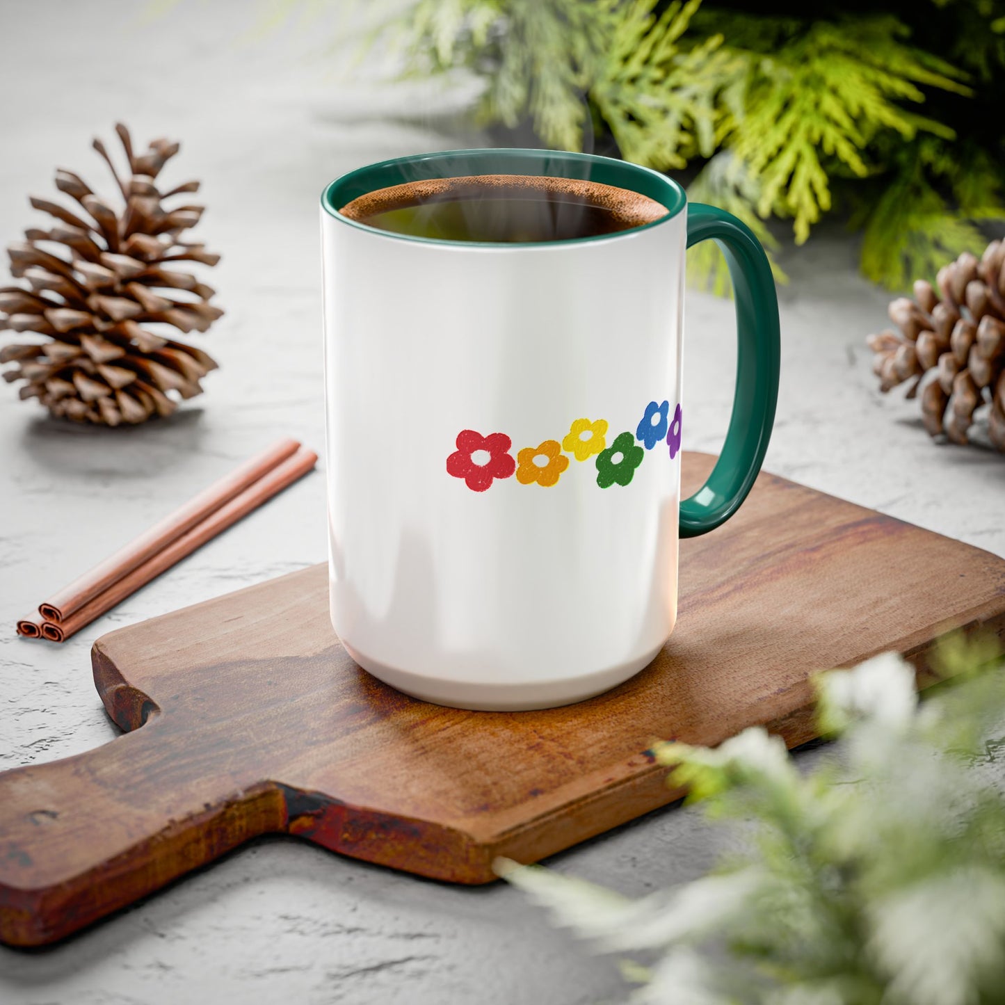 Rainbow Flower Arc Ceramic Mug – 11oz, 15oz, 20oz