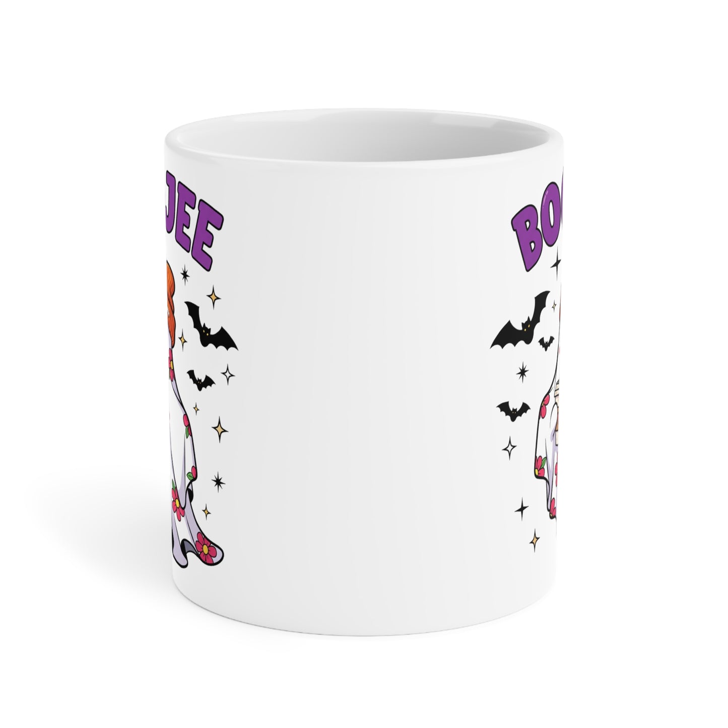 Boo-Jee Ghost Coffee Mug – White Ceramic | Halloween Groovy Vibes