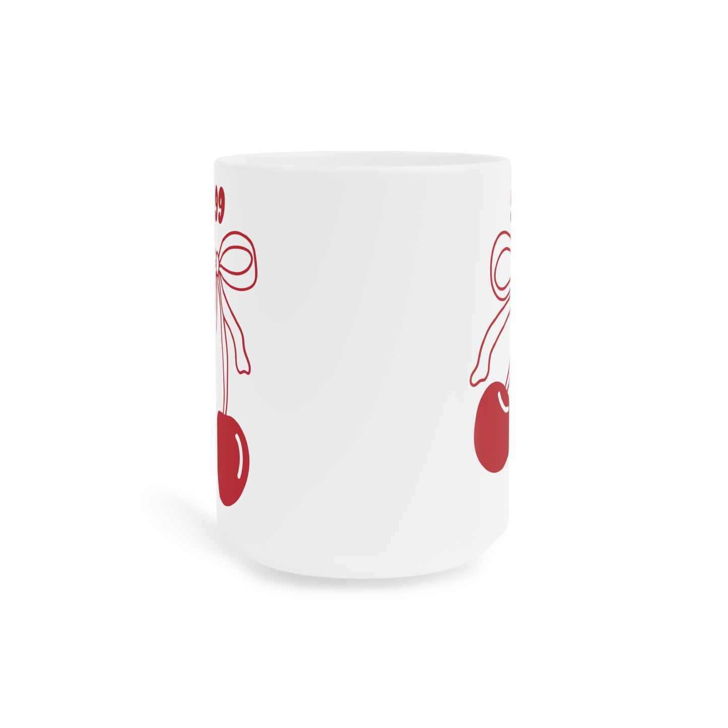 999 Angel Number Cherries Coffee Mug – Coquette Bow Kawaii | 11oz 15oz 20oz White Ceramic