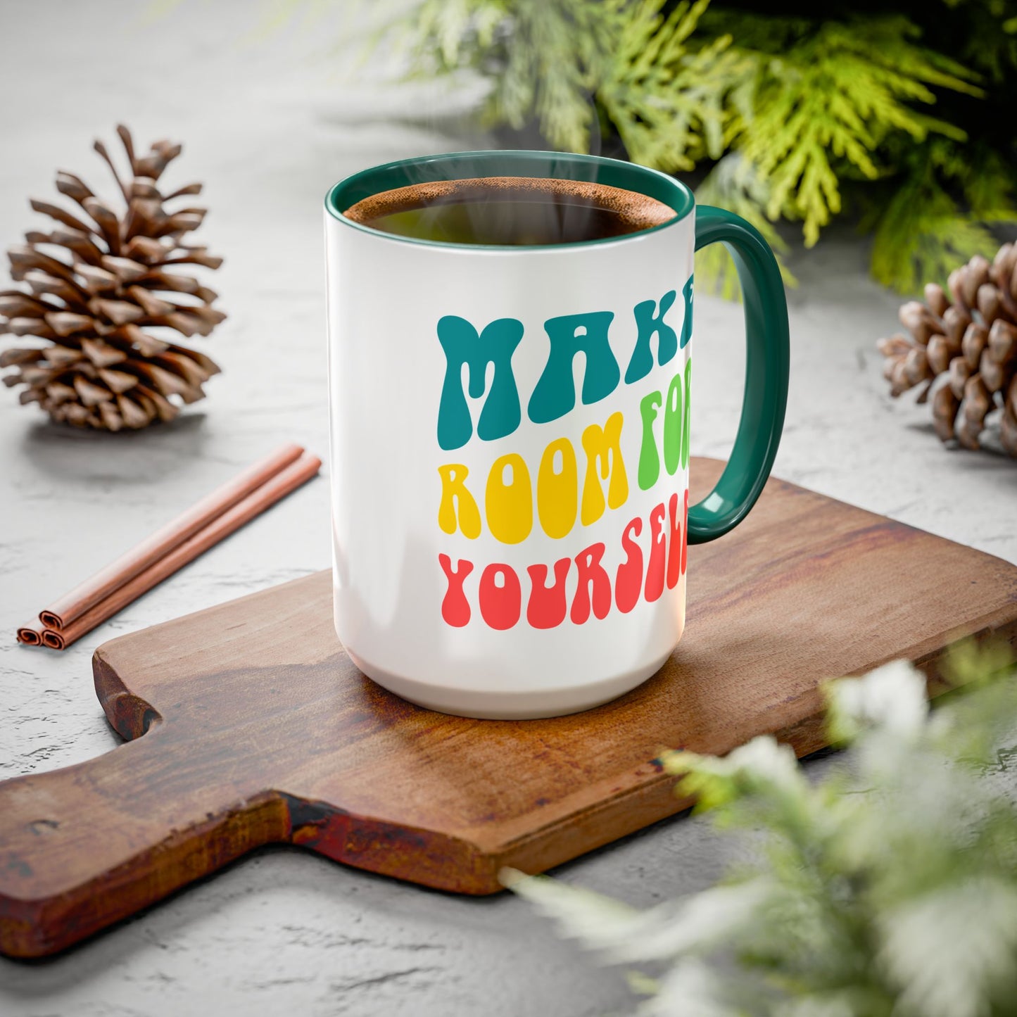 Make Room For Yourself – Retro Affirmation Accent Mug (11oz/15oz)