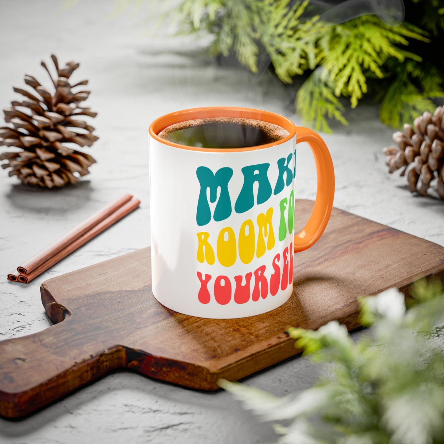Make Room For Yourself – Retro Affirmation Accent Mug (11oz/15oz)