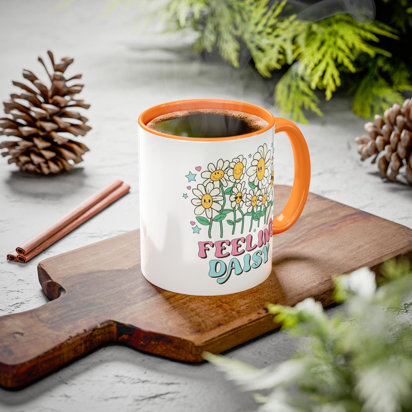 Feeling Daisy – Groovy Floral Accent Mug (11oz/15oz)