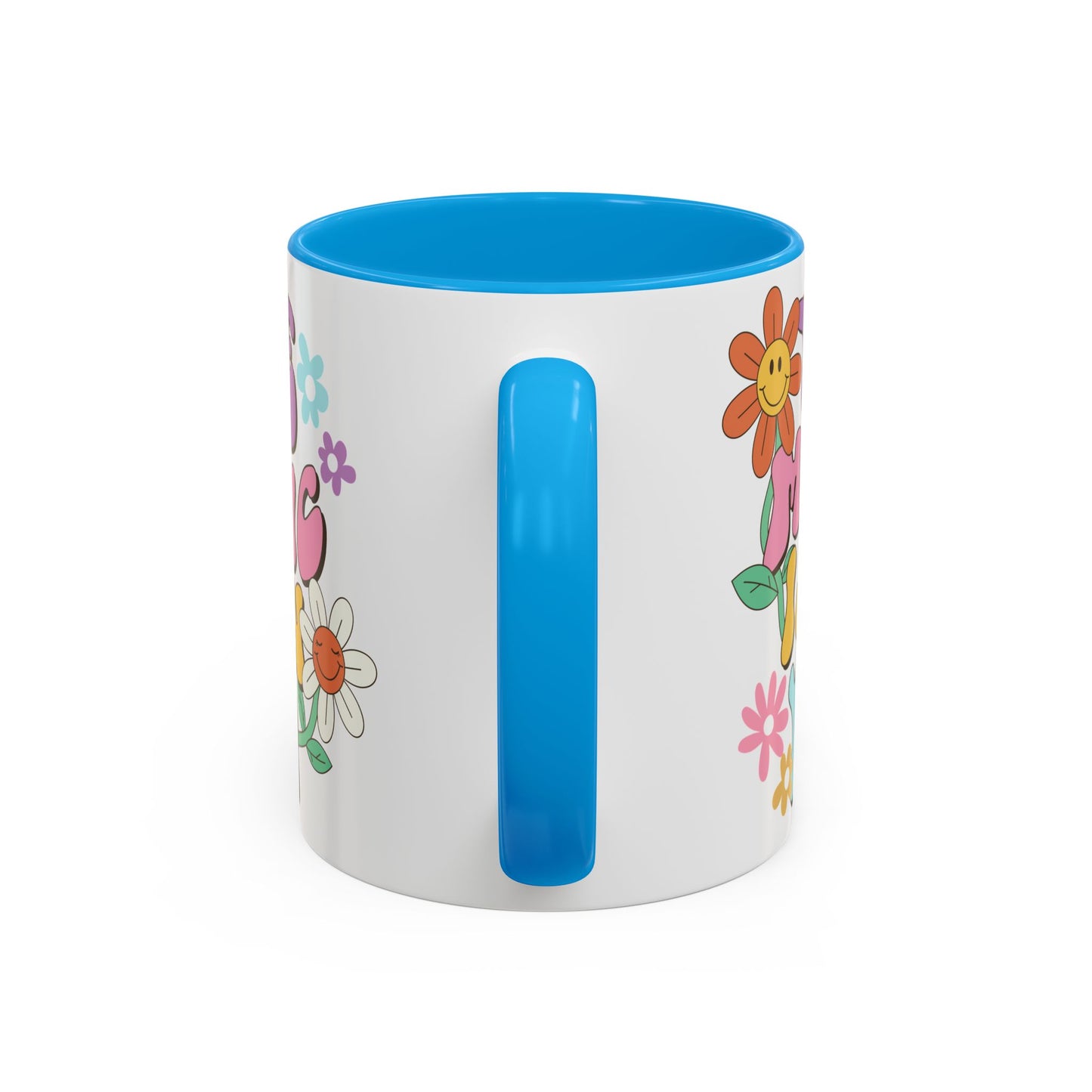 The Magic Is In You Accent Mug – Retro Flower Lettering | 11oz 15oz Colored Handle