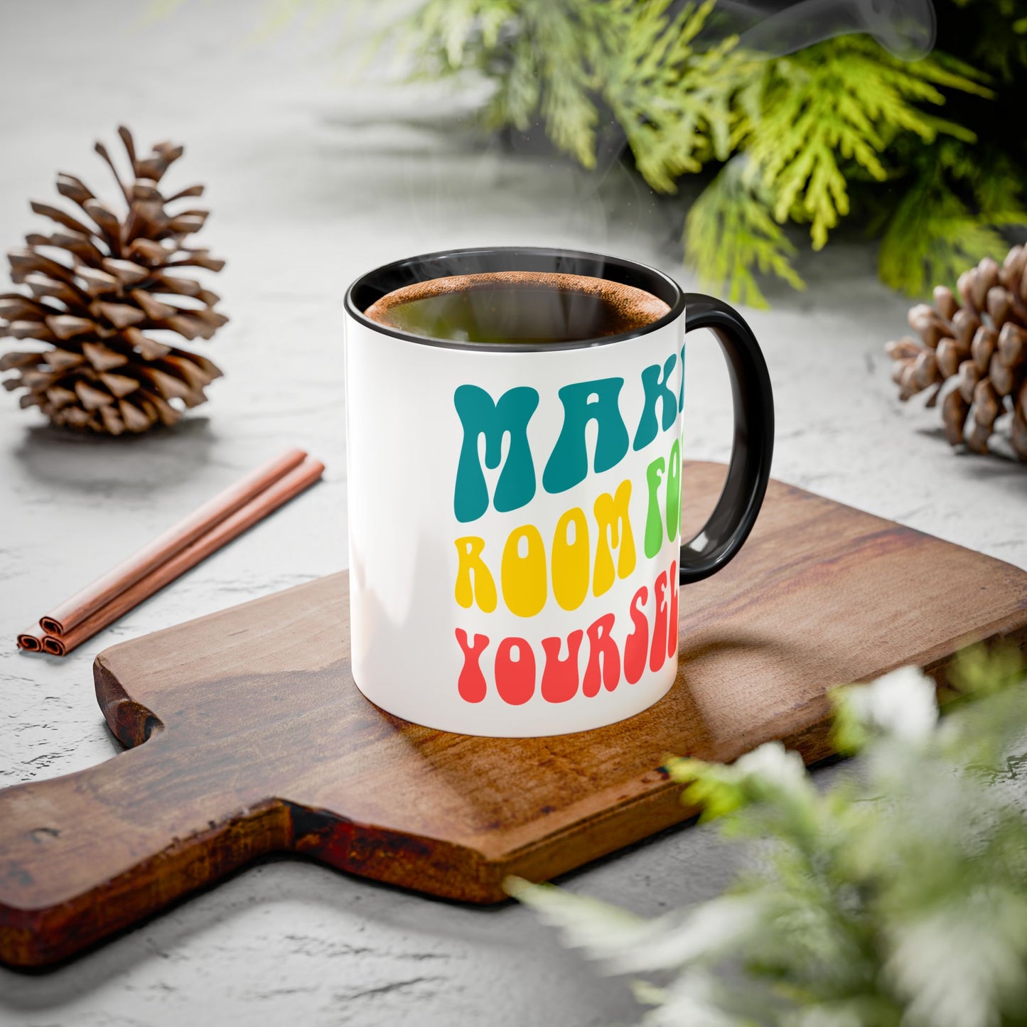 Make Room For Yourself – Retro Affirmation Accent Mug (11oz/15oz)