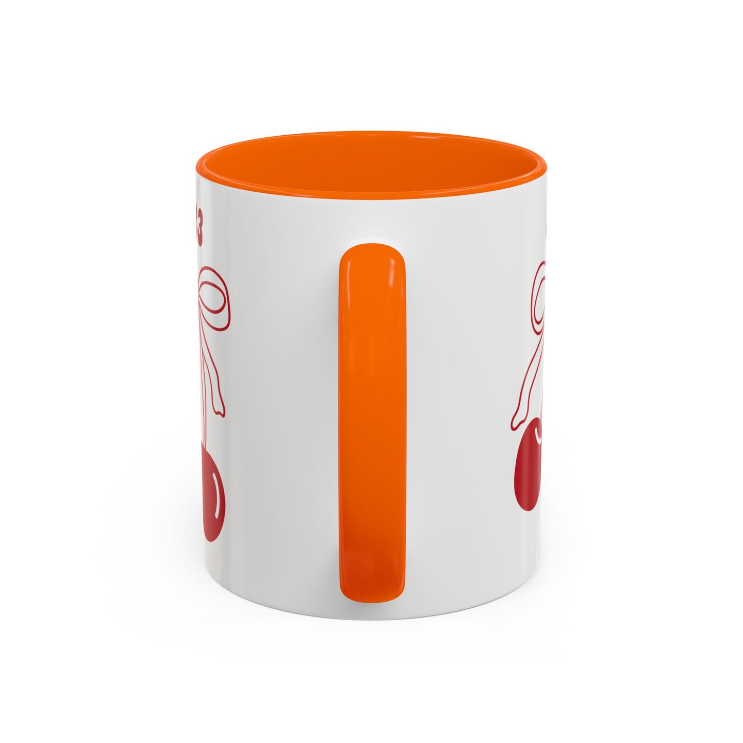 333 Angel Number Cherries Accent Mug – Coquette Bow | Kawaii Coffee Mug | 11oz 15oz — Black, Red, Navy, Pink, Light Blue