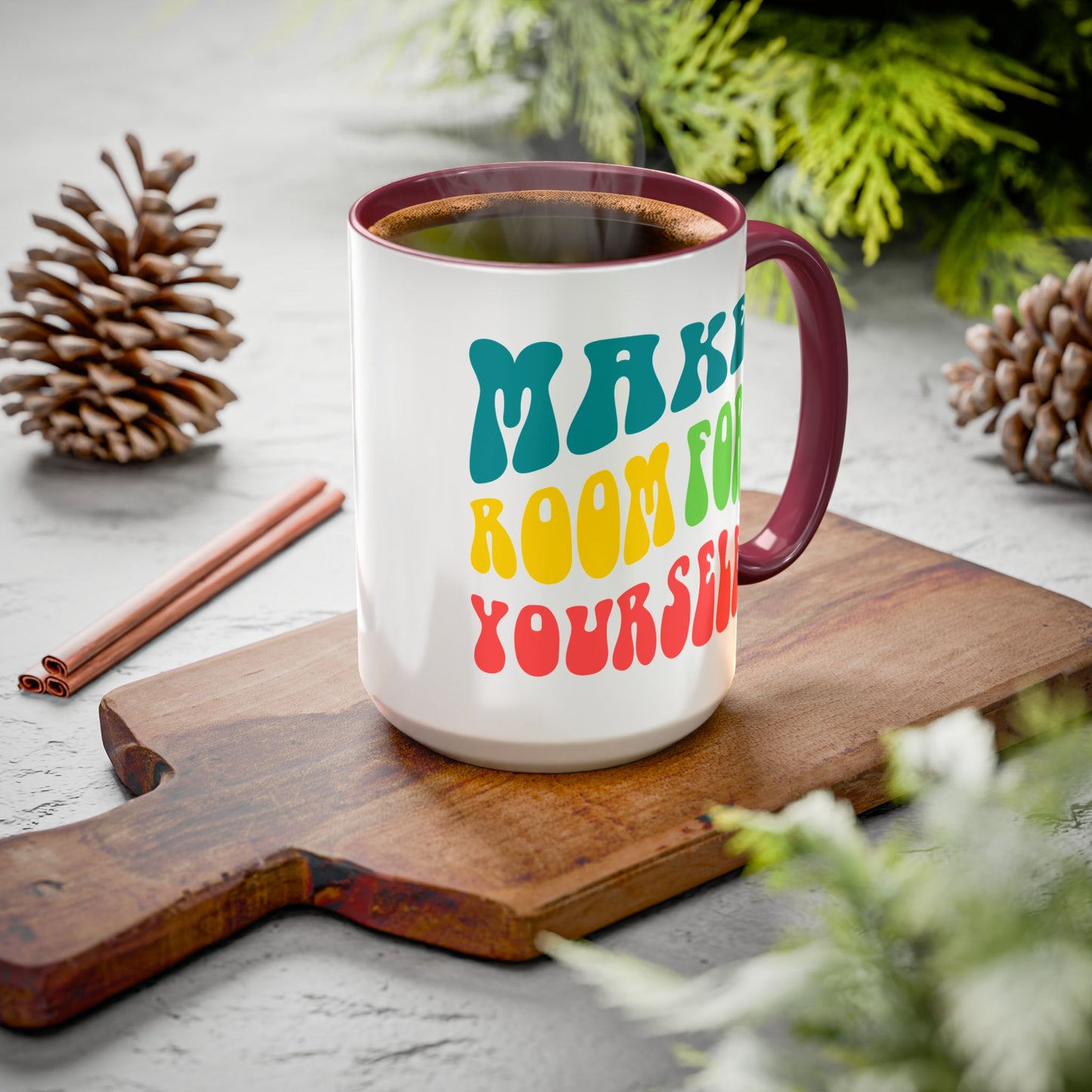 Make Room For Yourself – Retro Affirmation Accent Mug (11oz/15oz)