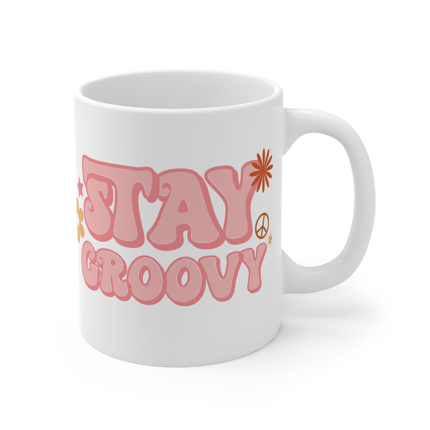 Stay Groovy Coffee Mug - 70s Pastel Wavy Type | 11oz 15oz 20oz
