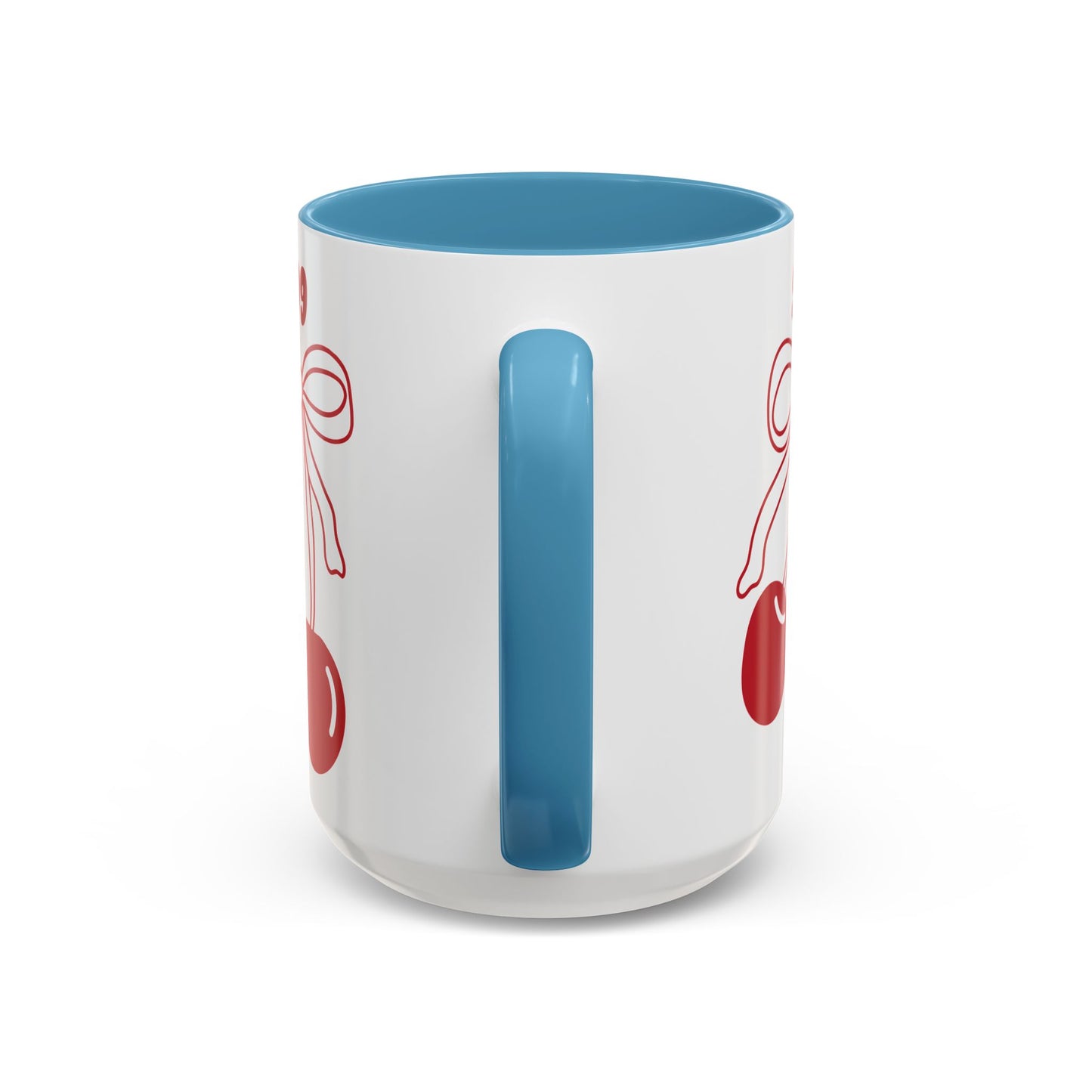 999 Angel Number Cherries Accent Mug – Coquette Bow Kawaii | 11oz 15oz — Black, Navy, Pink, Red, Light Blue, Orange