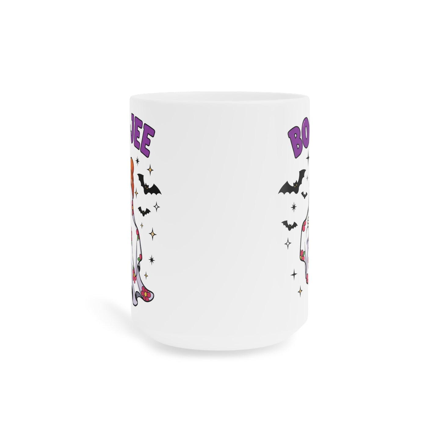 Boo-Jee Ghost Coffee Mug – White Ceramic | Halloween Groovy Vibes