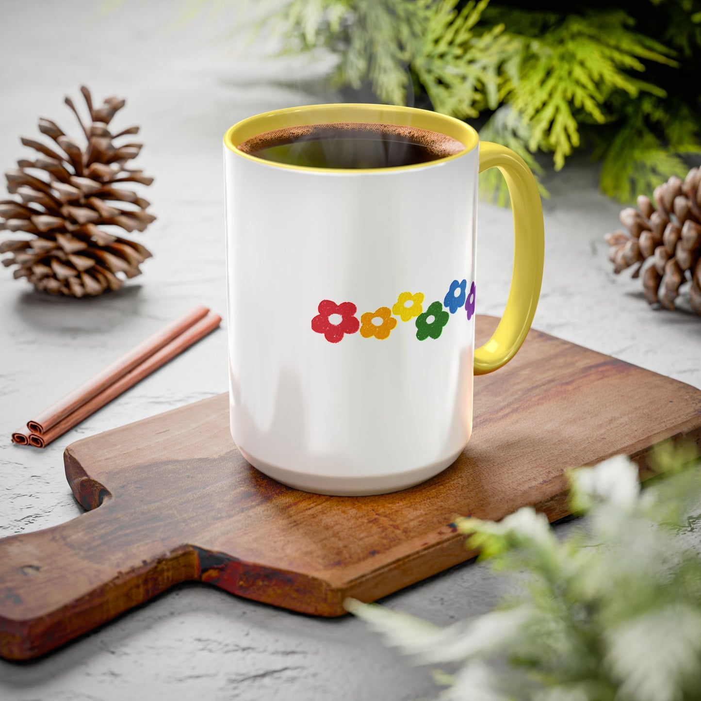Rainbow Flower Arc Ceramic Mug – 11oz, 15oz, 20oz
