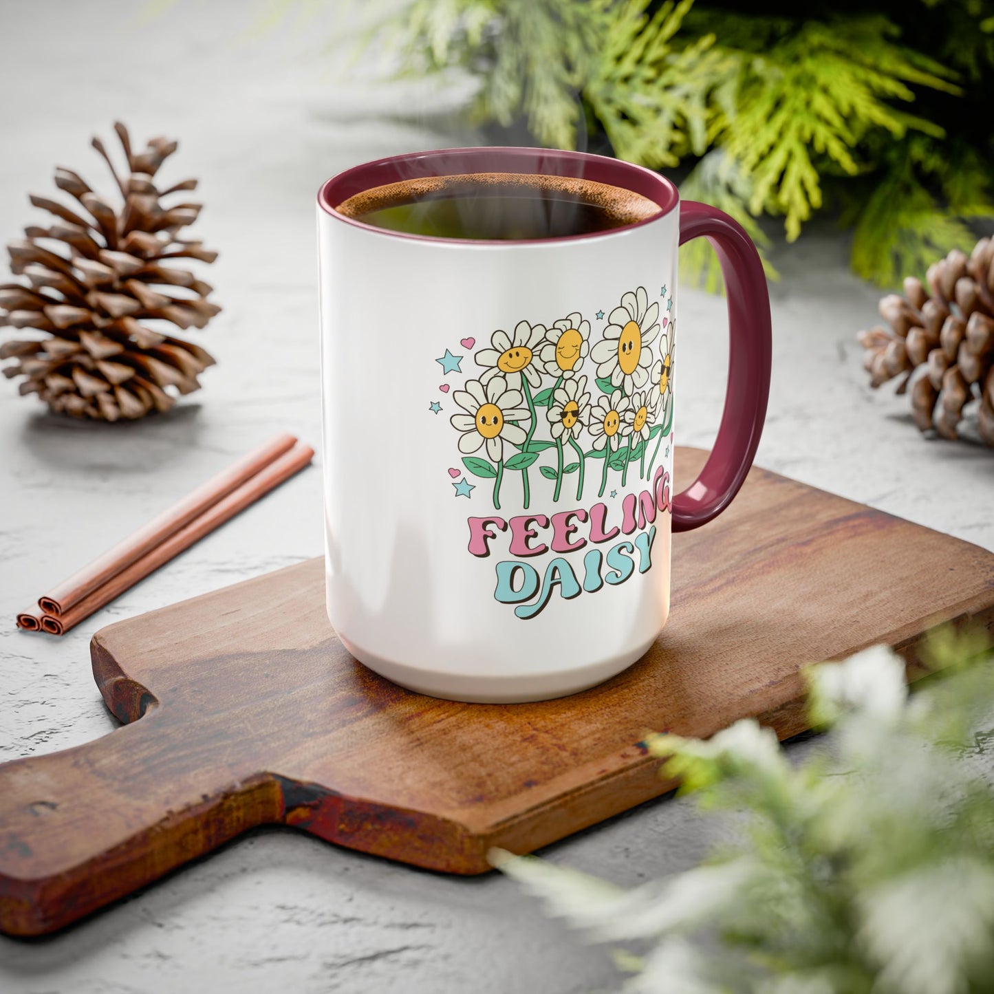 Feeling Daisy – Groovy Floral Accent Mug (11oz/15oz)