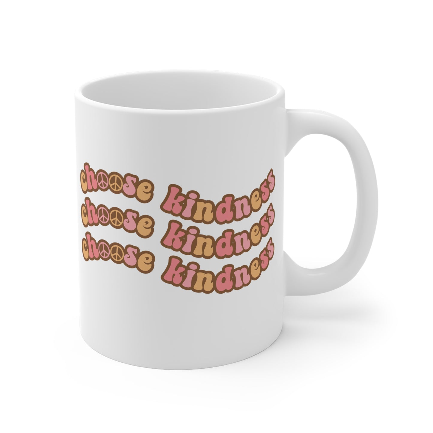 Choose Kindness Coffee Mug – 70s Wavy Retro Pastel | 11oz 15oz 20oz