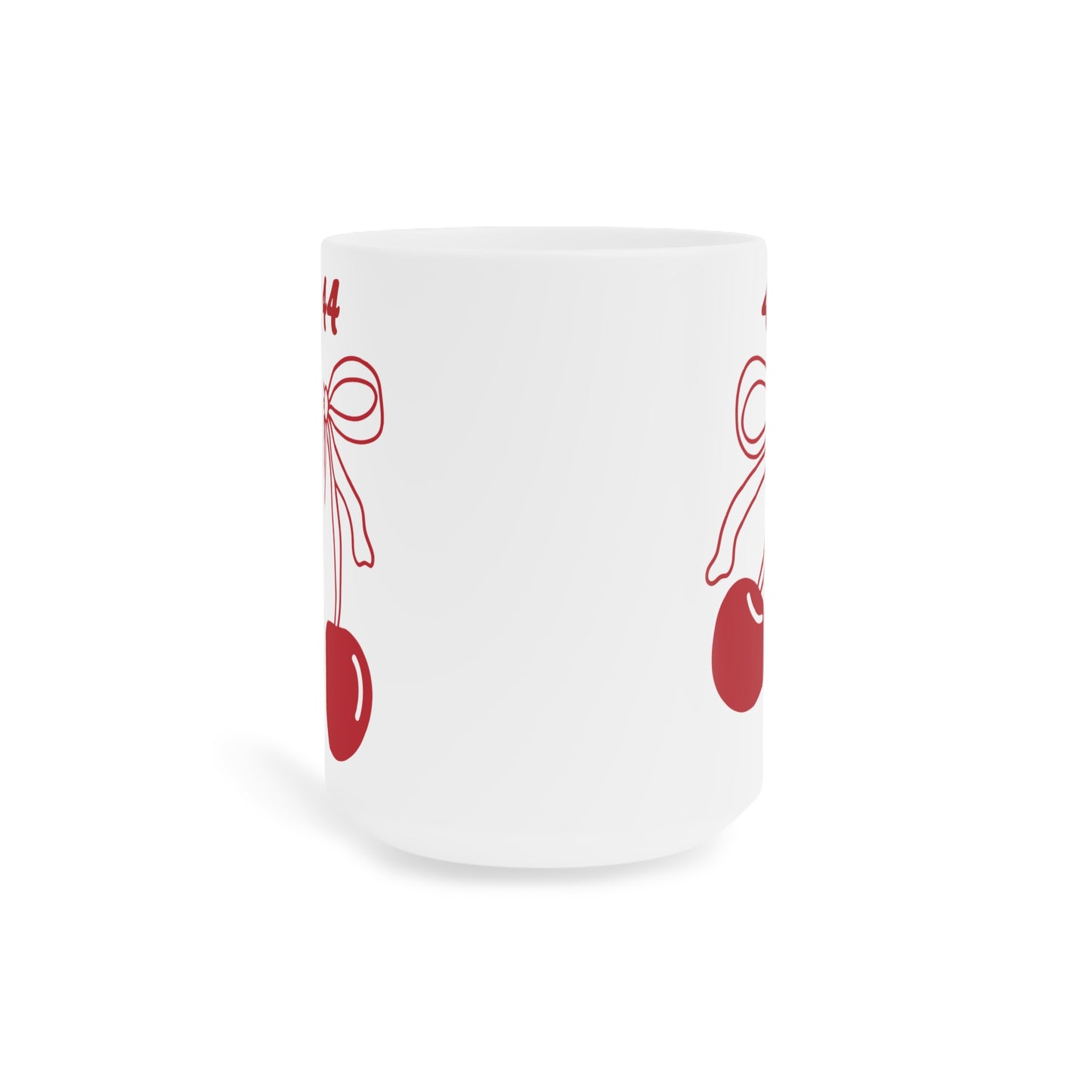 444 Angel Number Cherries Coffee Mug – Coquette Bow Kawaii | 11oz 15oz 20oz White Ceramic