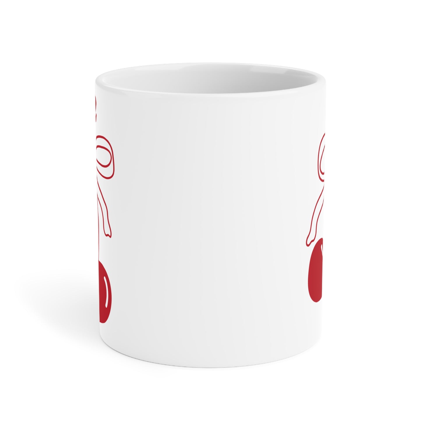 222 Angel Number Cherries Coffee Mug – Coquette Bow Minimal | Kawaii Coffee Mug | 11oz 15oz 20oz White Ceramic
