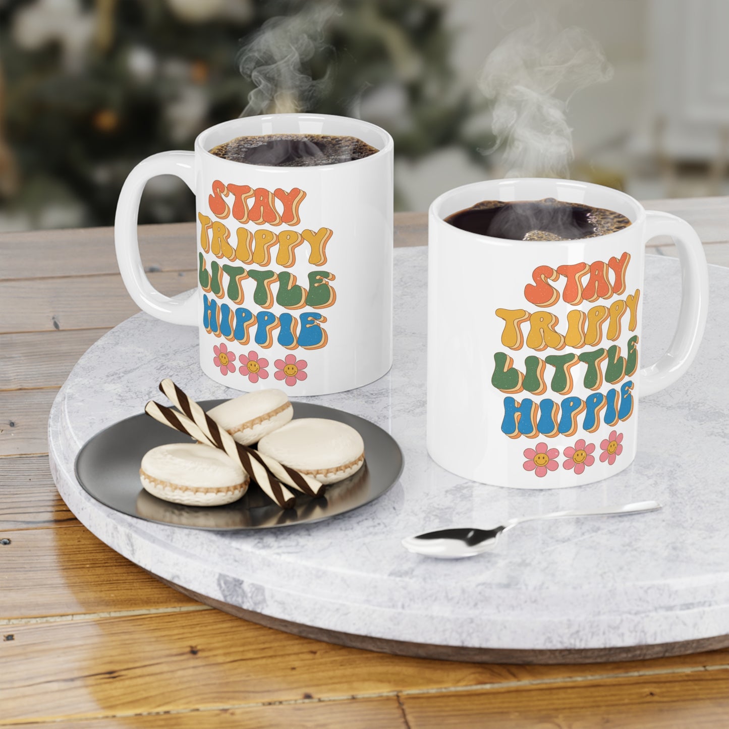 Stay Trippy Little Hippie Coffee Mug – White (11oz, 15oz, 20oz)