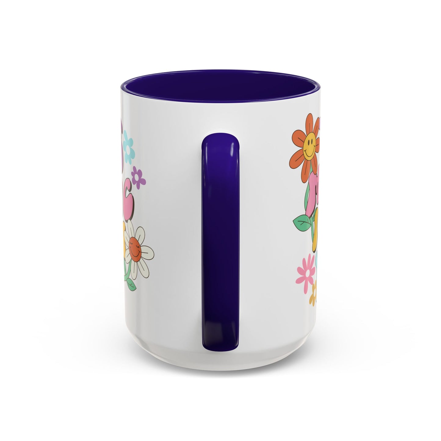 The Magic Is In You Accent Mug – Retro Flower Lettering | 11oz 15oz Colored Handle
