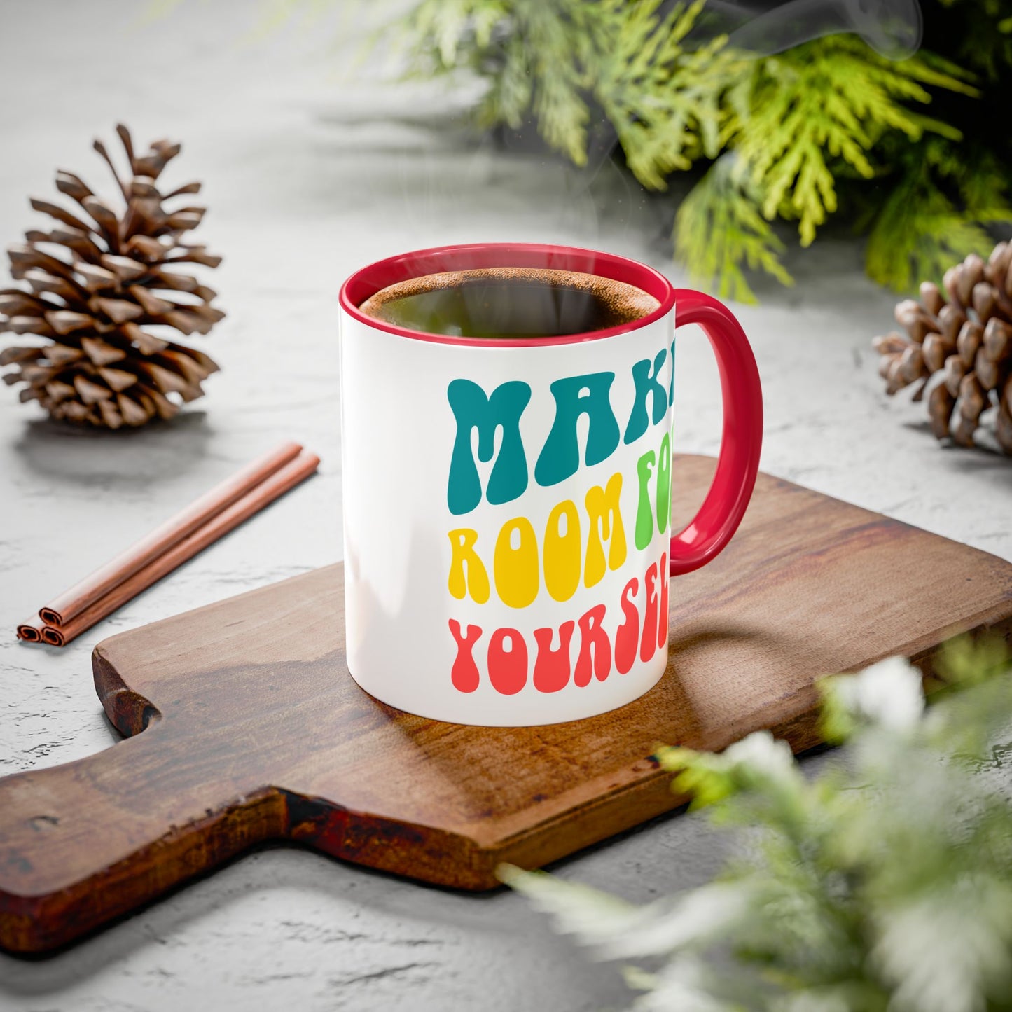 Make Room For Yourself – Retro Affirmation Accent Mug (11oz/15oz)