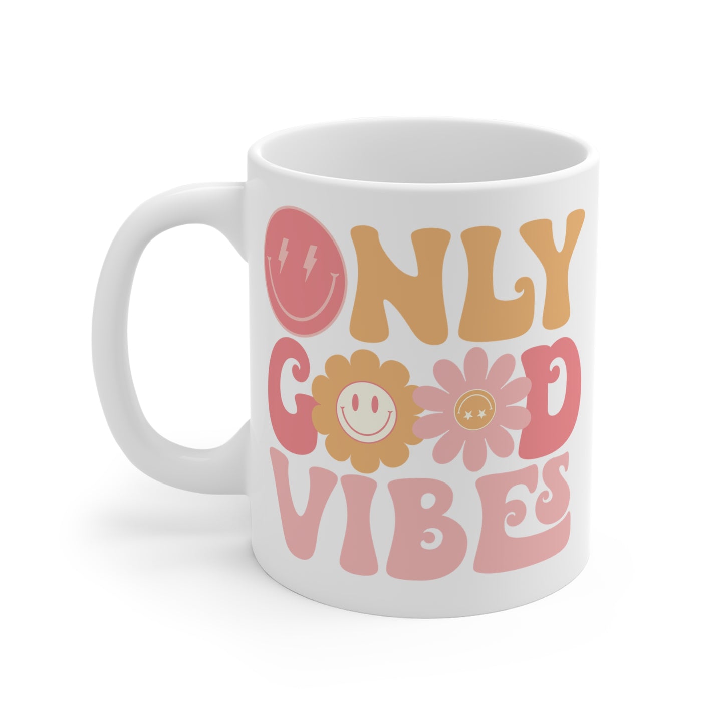 Good Vibes Only Coffee Mug – 70s Psychedelic Retro | 11oz 15oz 20oz