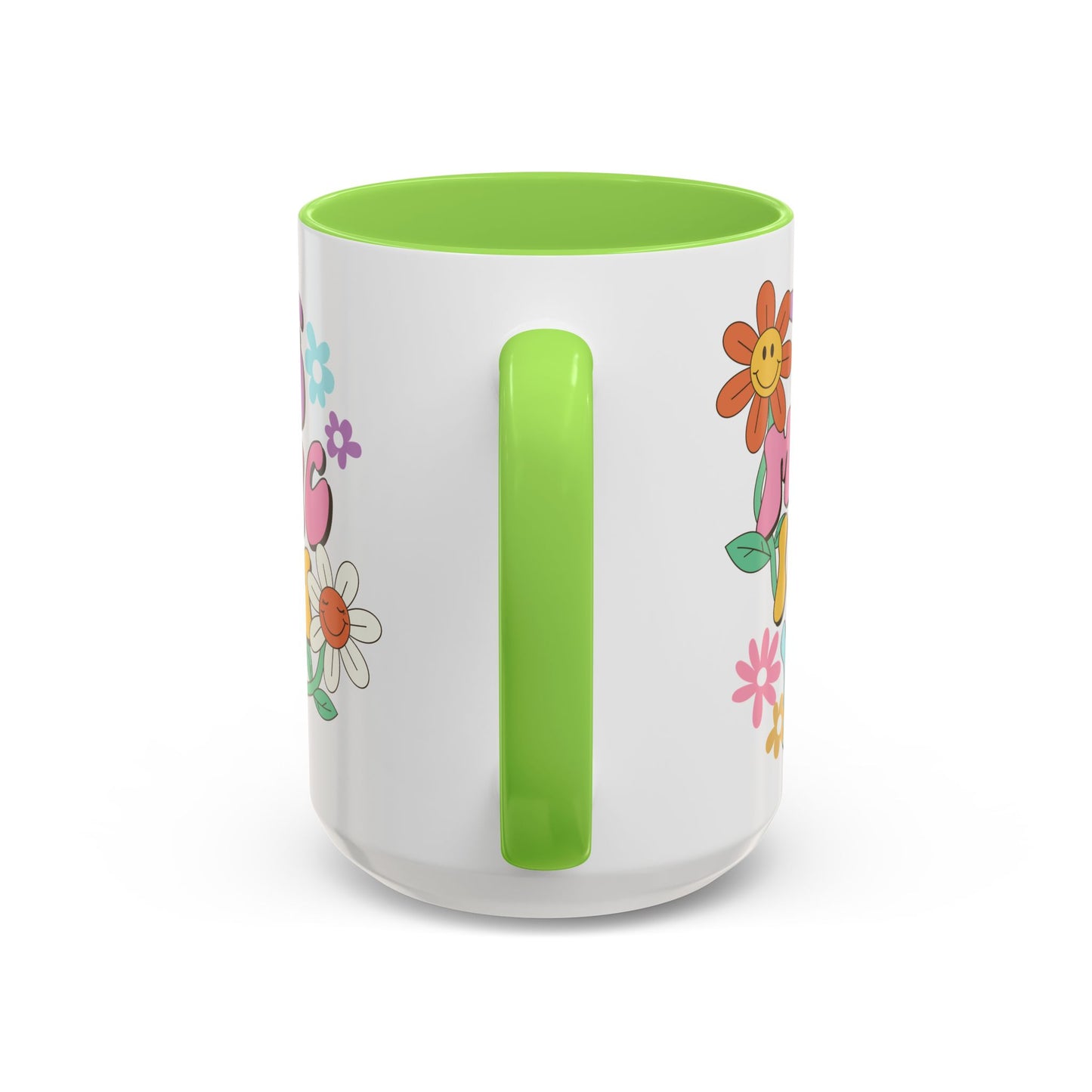 The Magic Is In You Accent Mug – Retro Flower Lettering | 11oz 15oz Colored Handle
