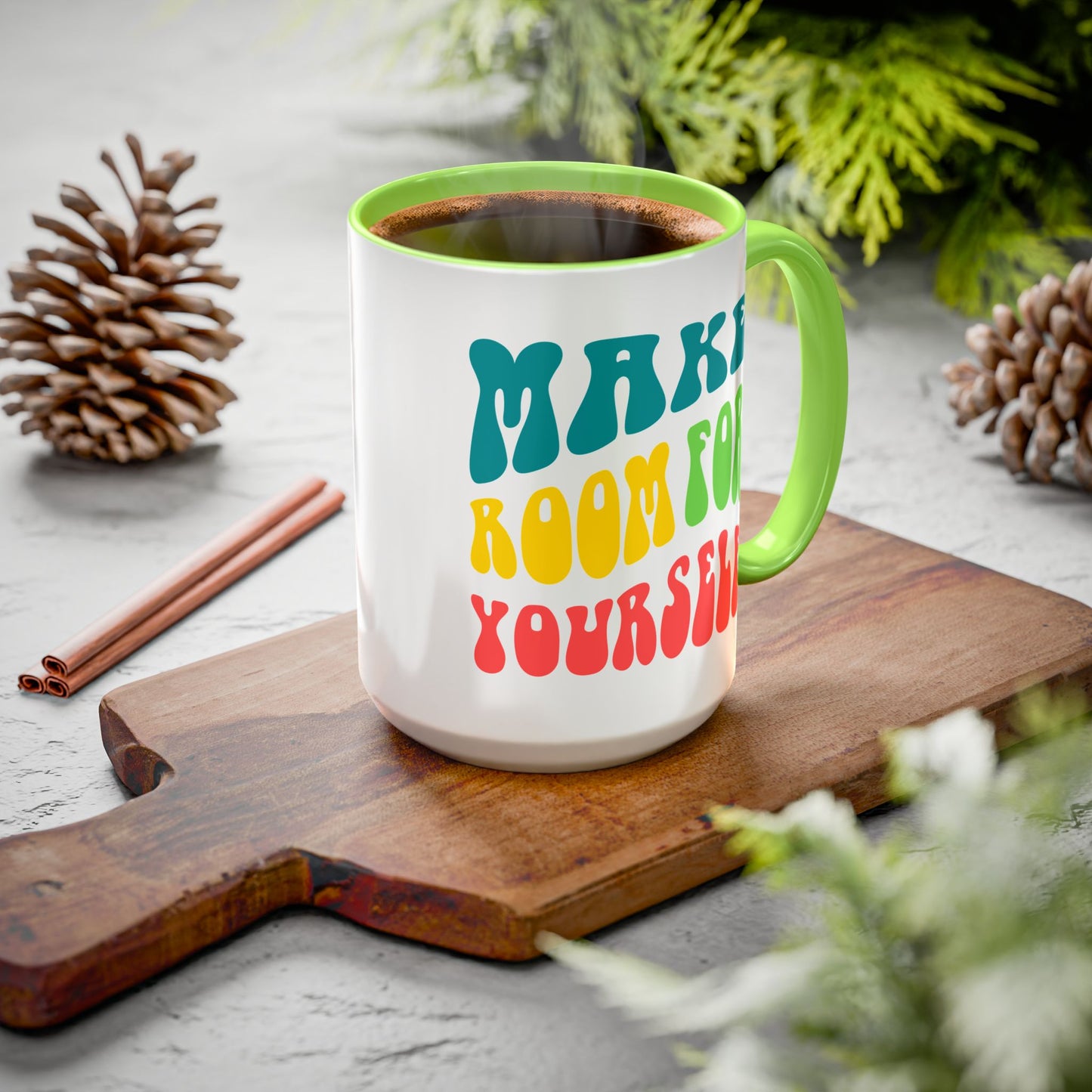 Make Room For Yourself – Retro Affirmation Accent Mug (11oz/15oz)