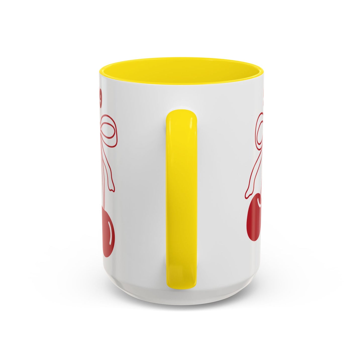 999 Angel Number Cherries Accent Mug – Coquette Bow Kawaii | 11oz 15oz — Black, Navy, Pink, Red, Light Blue, Orange
