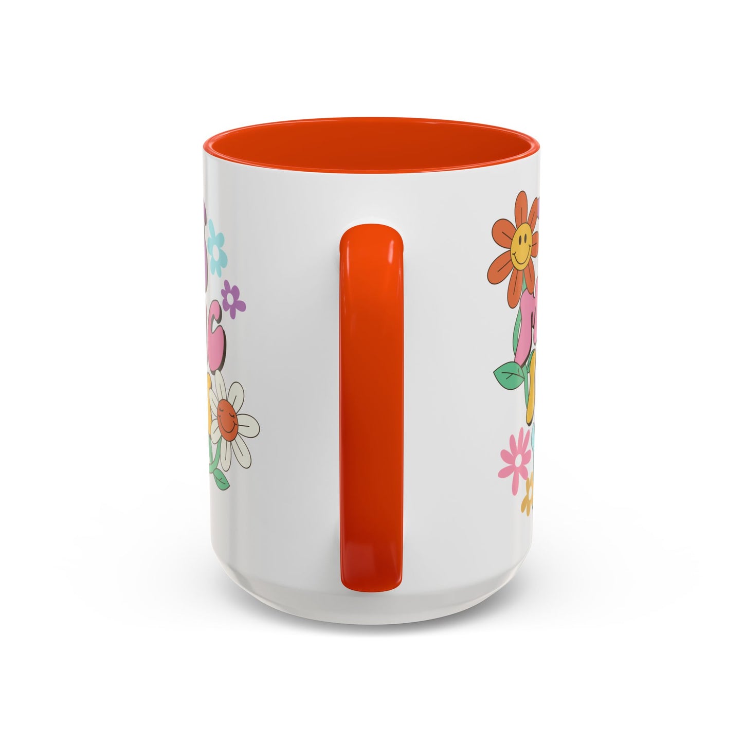 The Magic Is In You Accent Mug – Retro Flower Lettering | 11oz 15oz Colored Handle