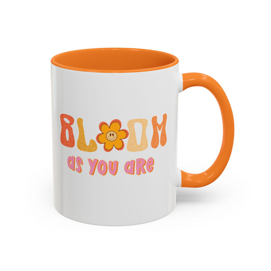 Bloom As You Are Accent Mug – Smiley Flower | 11oz 15oz Colored Handle