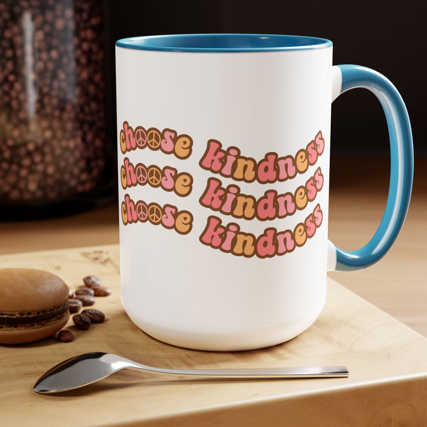 Choose Kindness Coffee Mug - 70s Wavy Retro | 15oz Accent
