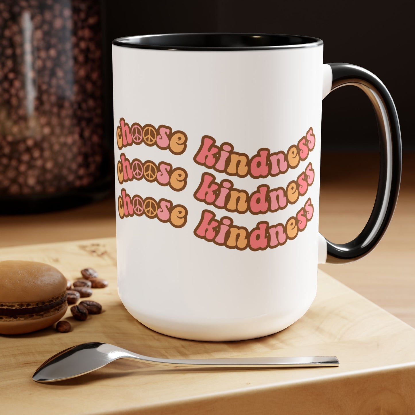 Choose Kindness Coffee Mug - 70s Wavy Retro | 15oz Accent