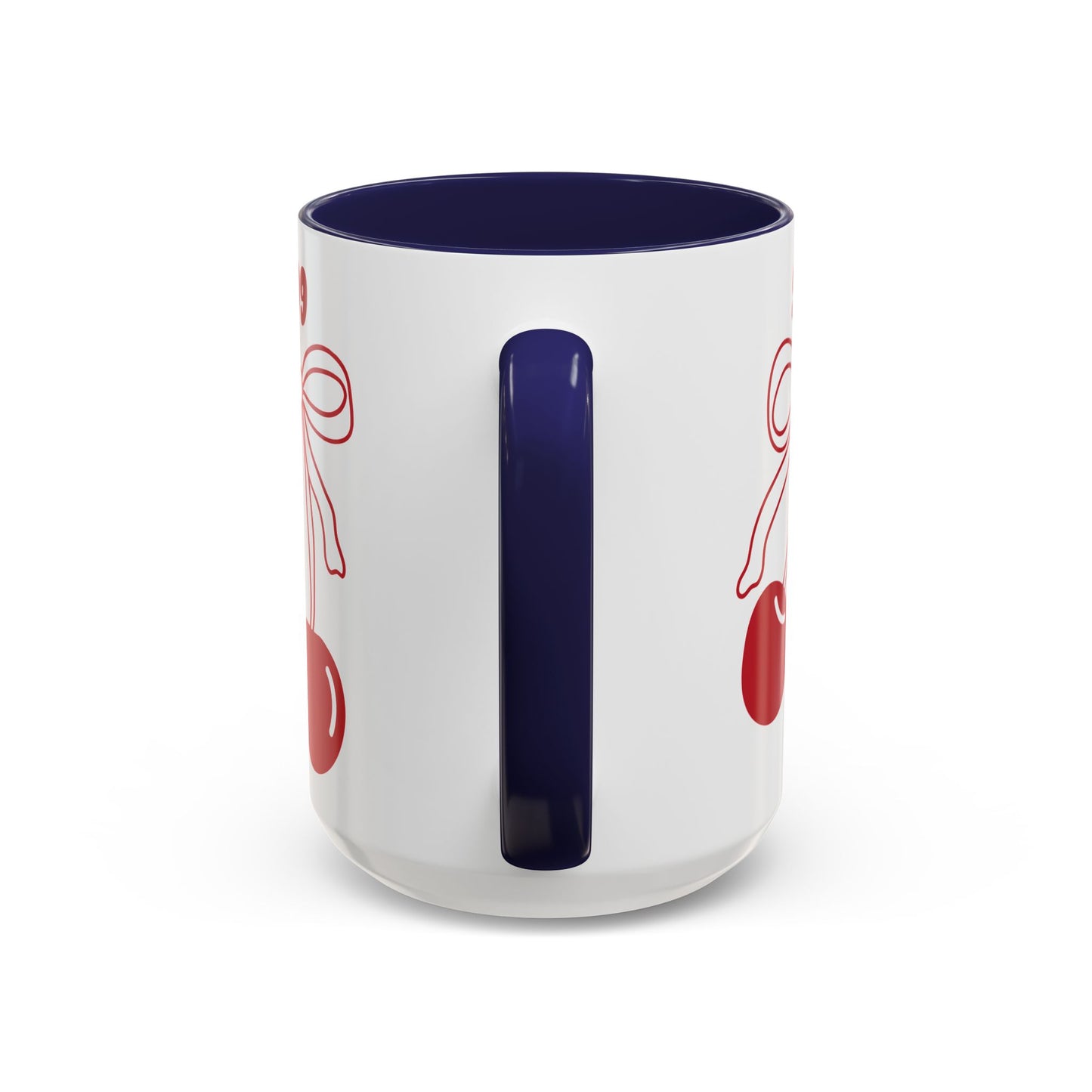 999 Angel Number Cherries Accent Mug – Coquette Bow Kawaii | 11oz 15oz — Black, Navy, Pink, Red, Light Blue, Orange