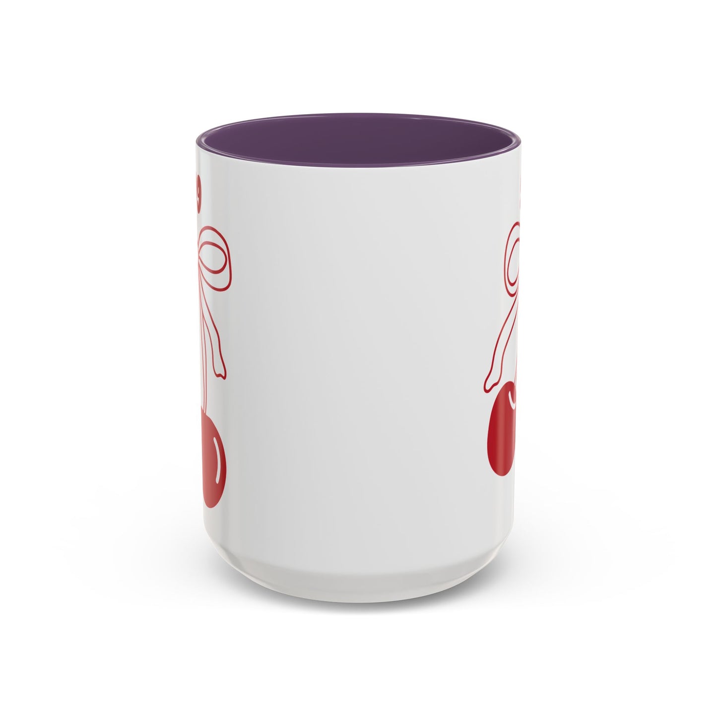 999 Angel Number Cherries Accent Mug – Coquette Bow Kawaii | 11oz 15oz — Black, Navy, Pink, Red, Light Blue, Orange