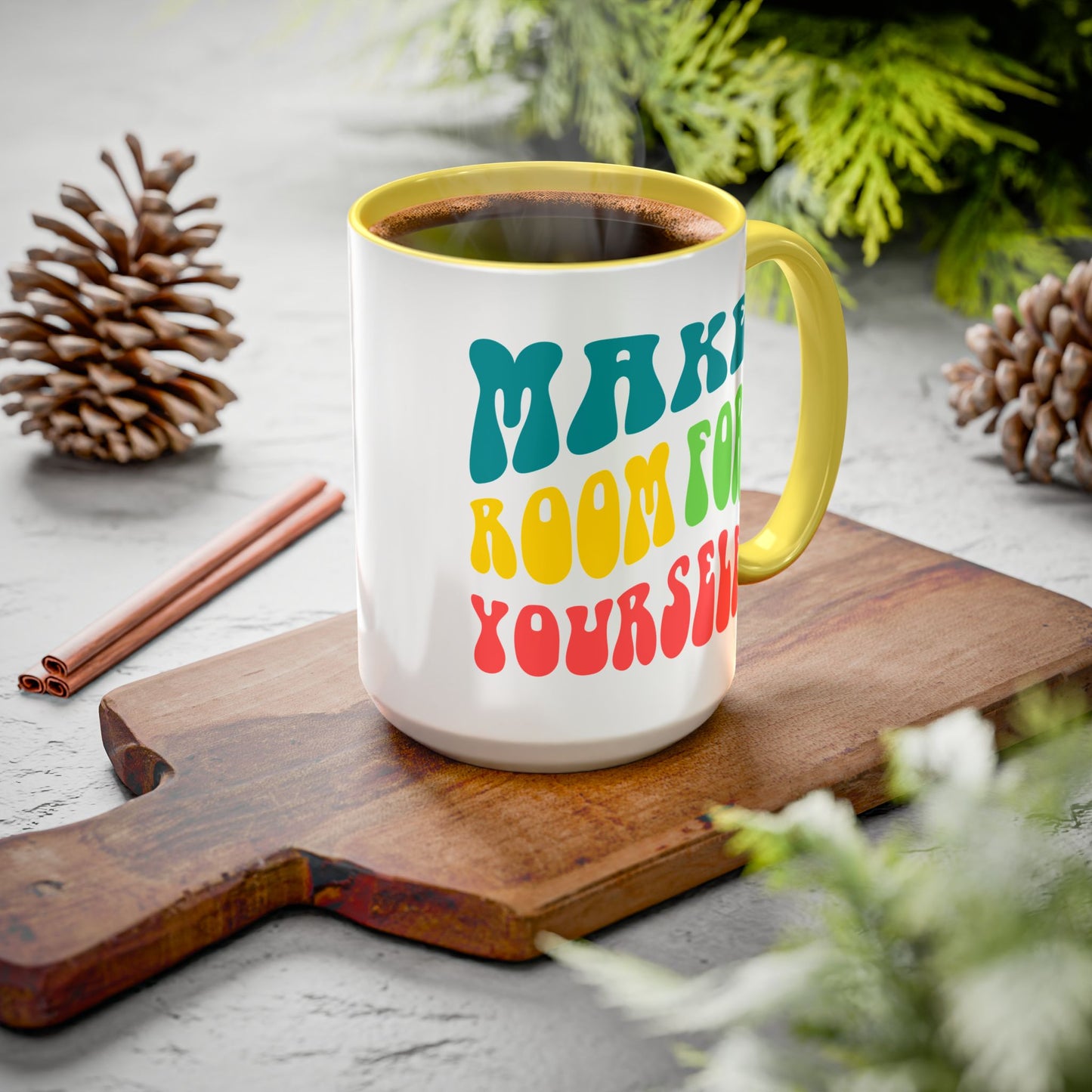 Make Room For Yourself – Retro Affirmation Accent Mug (11oz/15oz)