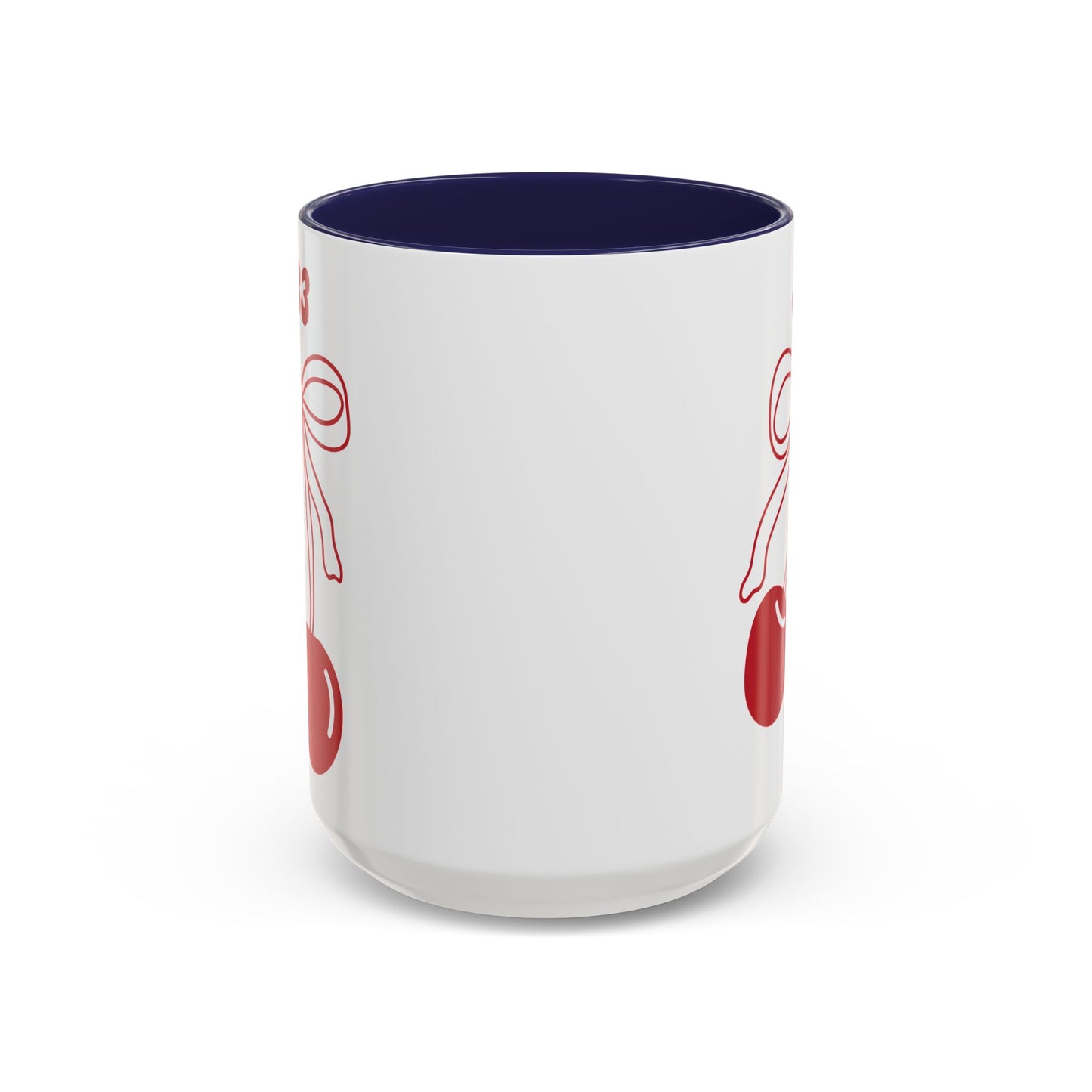 333 Angel Number Cherries Accent Mug – Coquette Bow | Kawaii Coffee Mug | 11oz 15oz — Black, Red, Navy, Pink, Light Blue