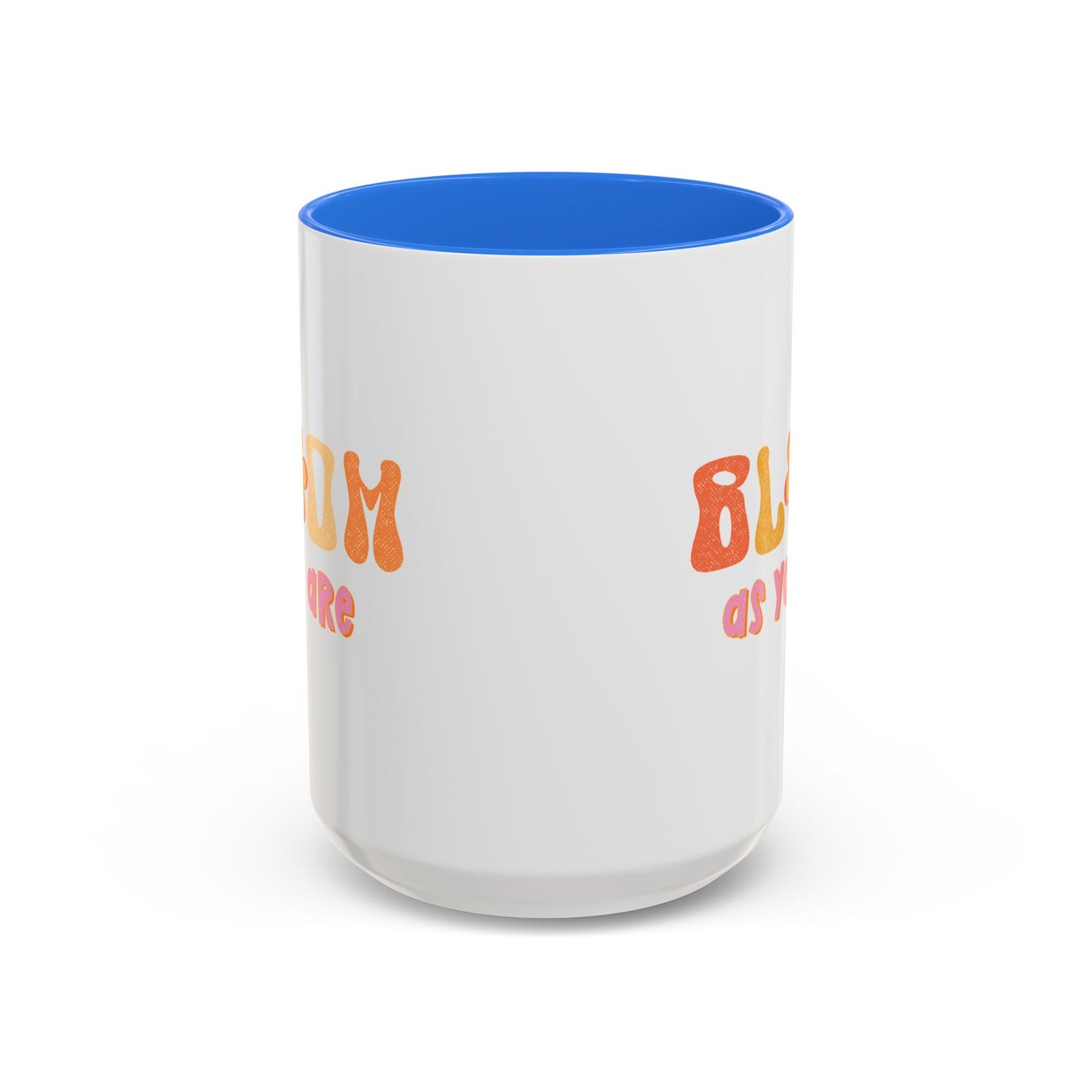 Bloom As You Are Accent Mug – Smiley Flower | 11oz 15oz Colored Handle