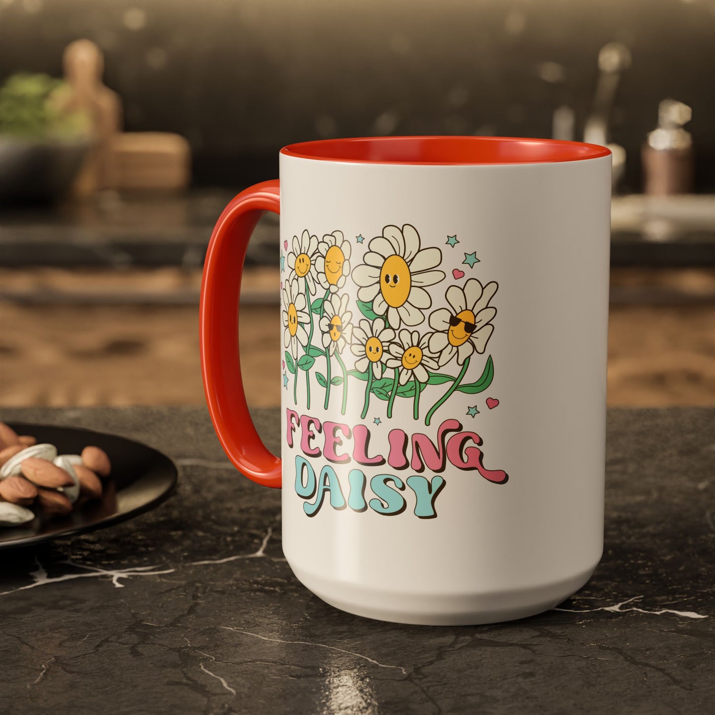 Feeling Daisy – Groovy Floral Accent Mug (11oz/15oz)