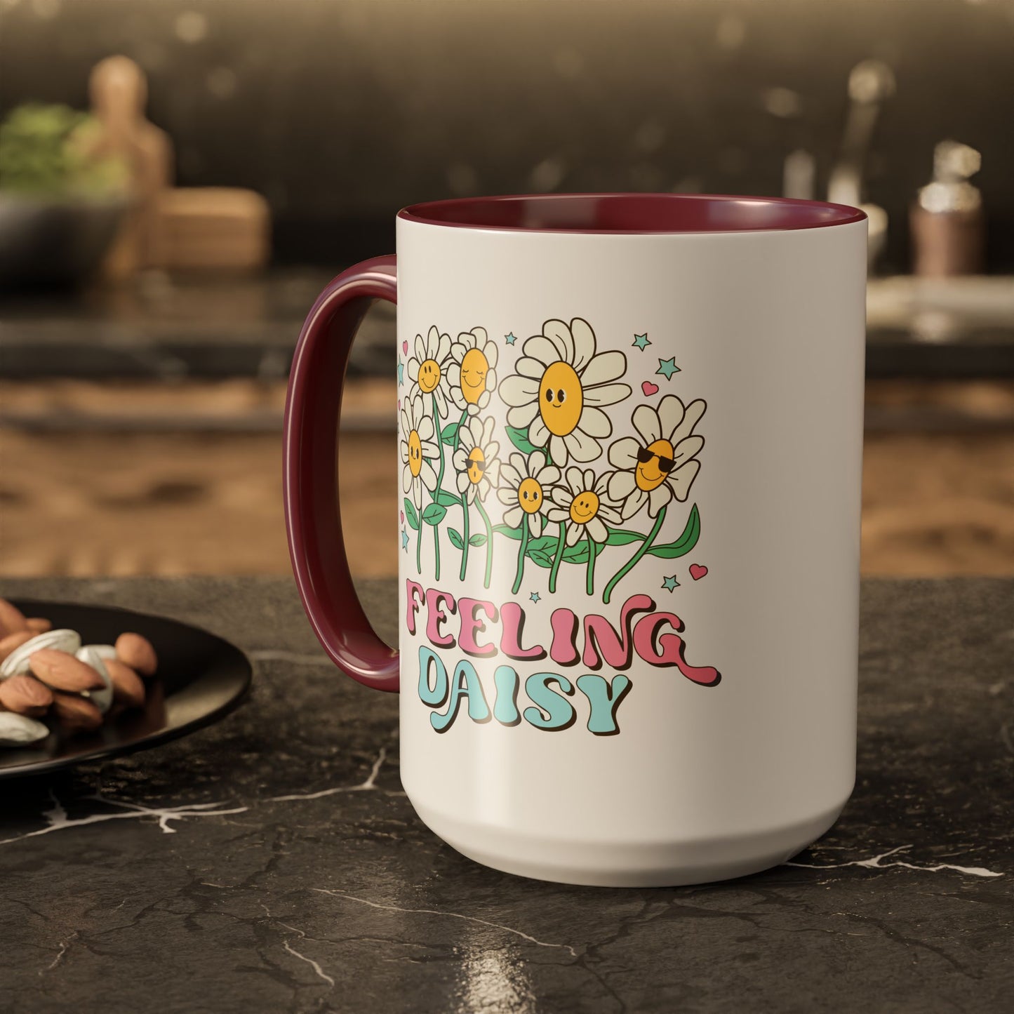 Feeling Daisy – Groovy Floral Accent Mug (11oz/15oz)