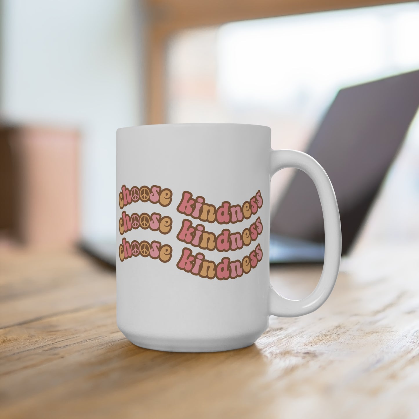 Choose Kindness Coffee Mug – 70s Wavy Retro Pastel | 11oz 15oz 20oz