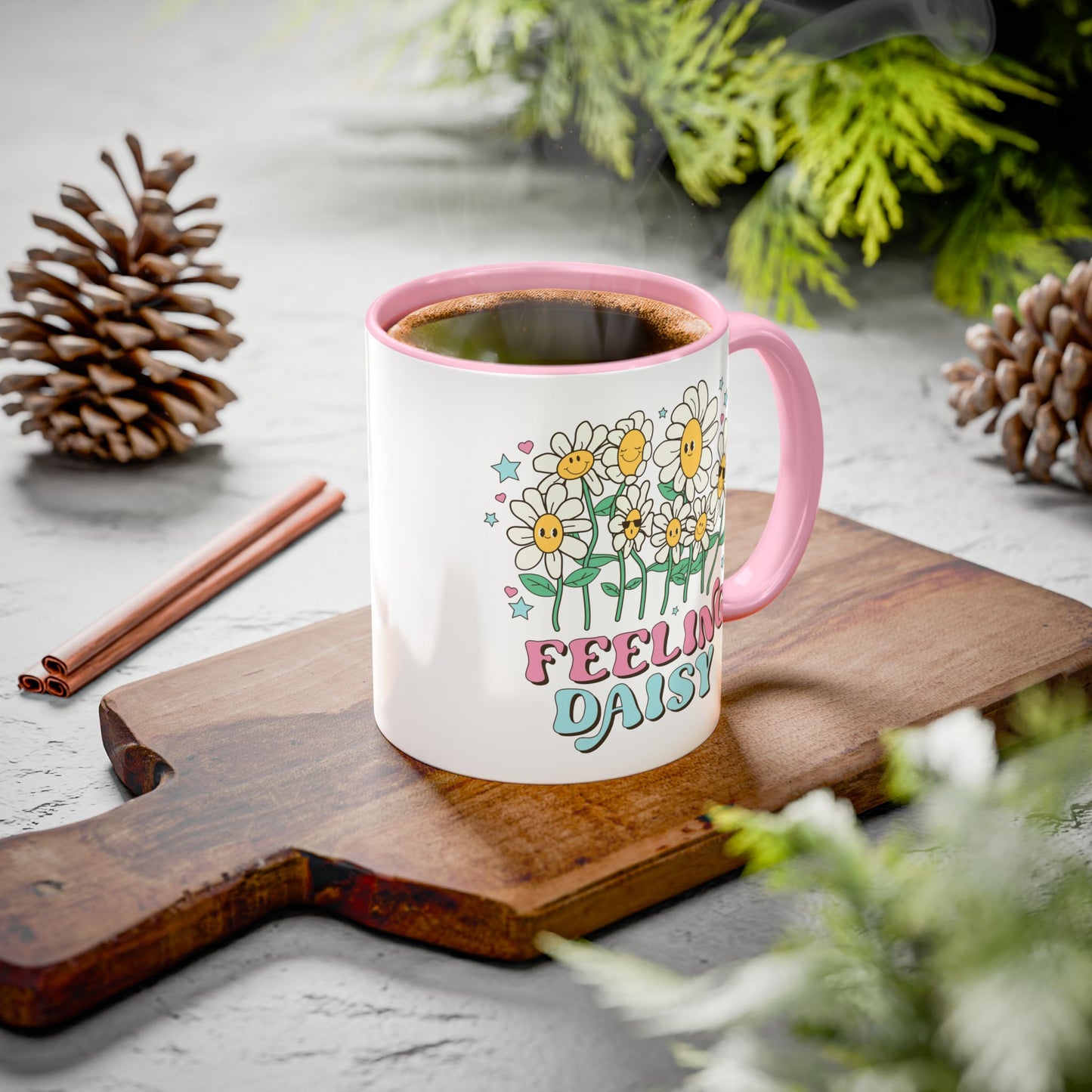 Feeling Daisy – Groovy Floral Accent Mug (11oz/15oz)