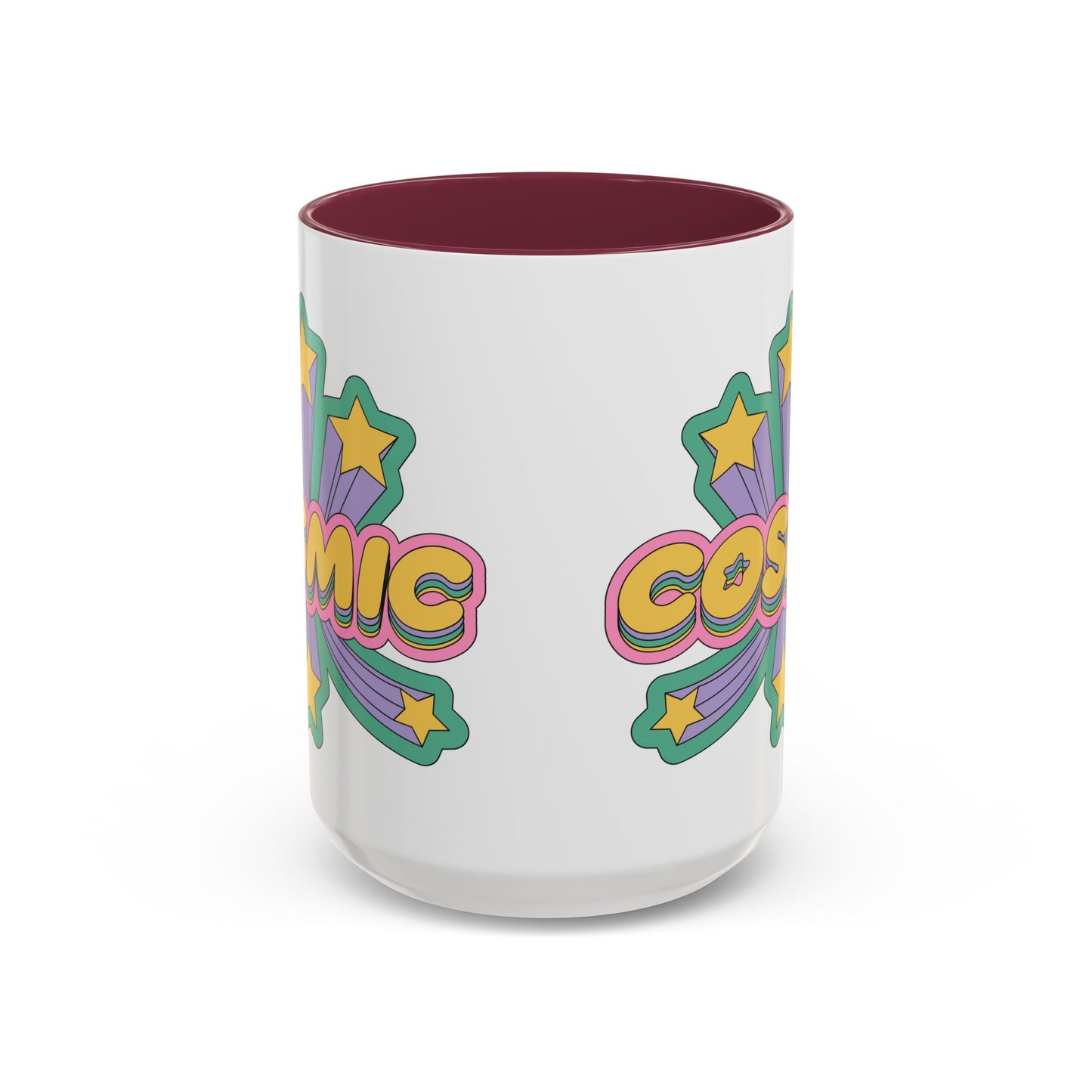 COSMIC Accent Mug – Retro Stars Burst | 11oz 15oz Colored Handle