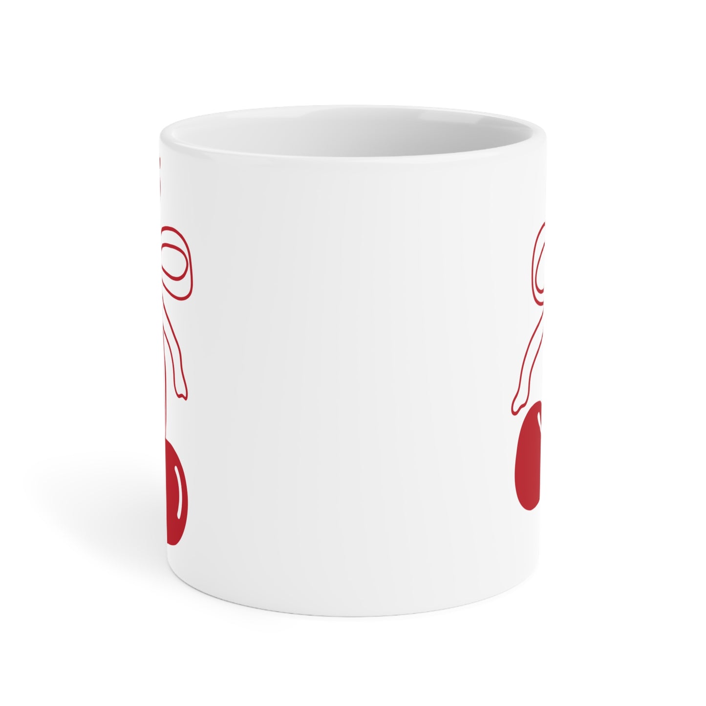 555 Angel Number Cherries Coffee Mug – Coquette Bow Kawaii | 11oz 15oz 20oz White Ceramic