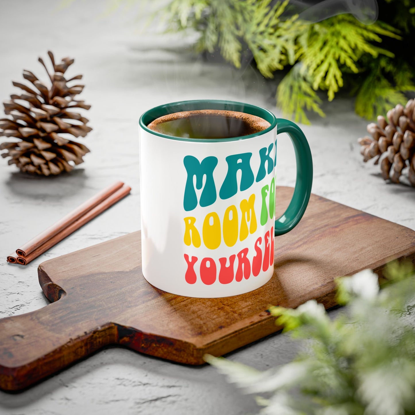 Make Room For Yourself – Retro Affirmation Accent Mug (11oz/15oz)