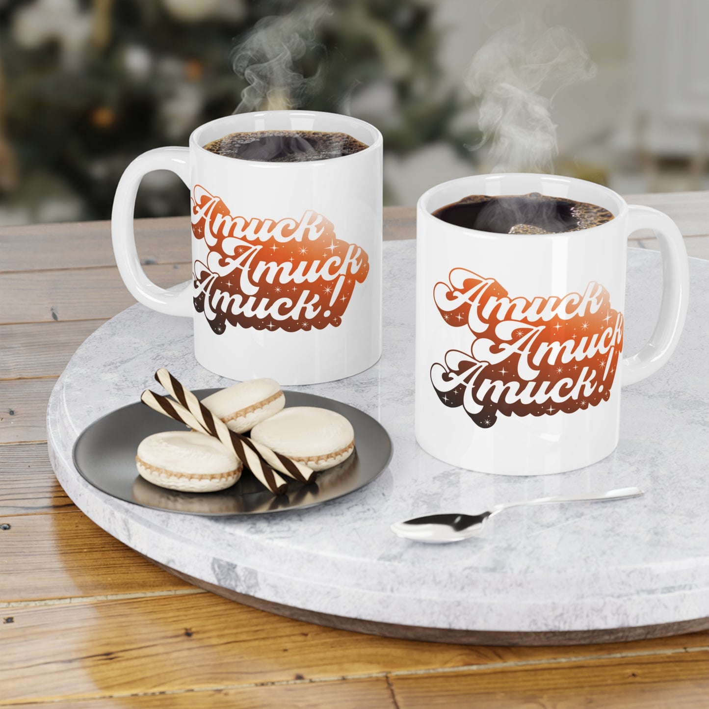 Amuck Amuck Amuck! Coffee Mug – White Ceramic | Halloween Groovy Vibes