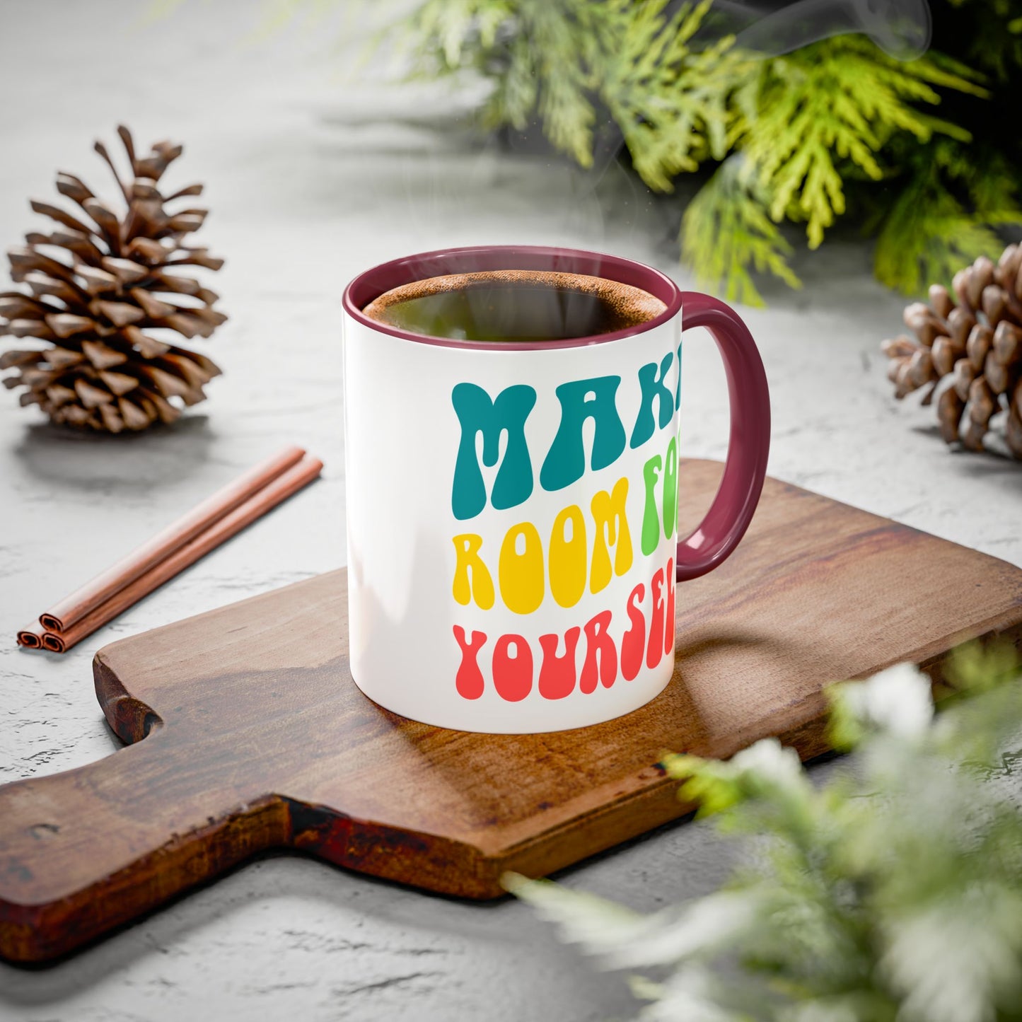 Make Room For Yourself – Retro Affirmation Accent Mug (11oz/15oz)