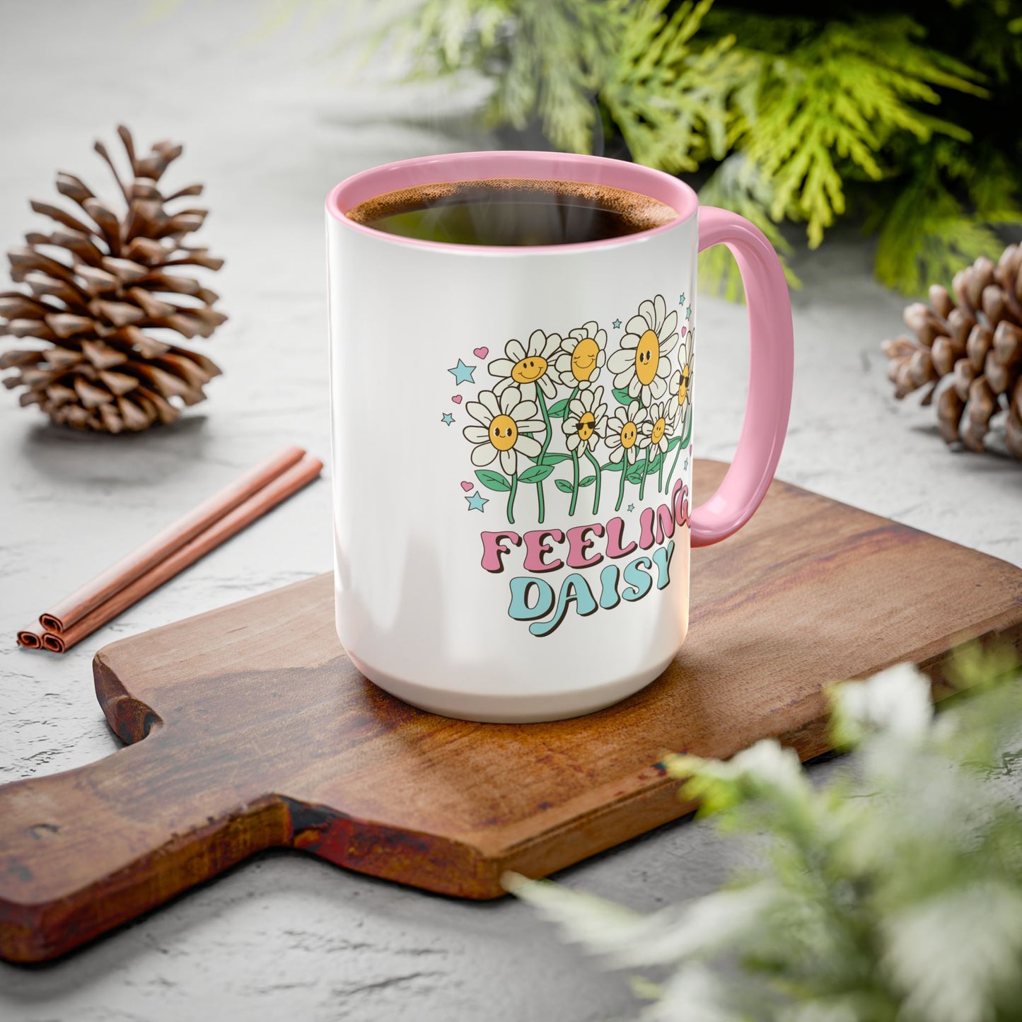 Feeling Daisy – Groovy Floral Accent Mug (11oz/15oz)