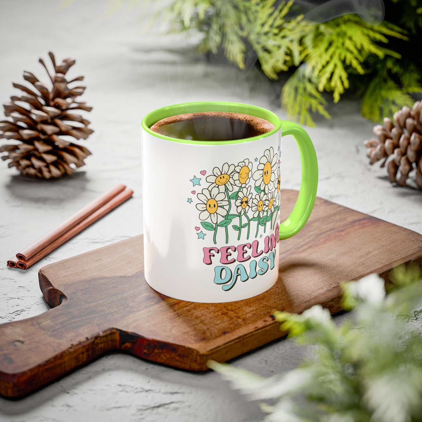 Feeling Daisy – Groovy Floral Accent Mug (11oz/15oz)
