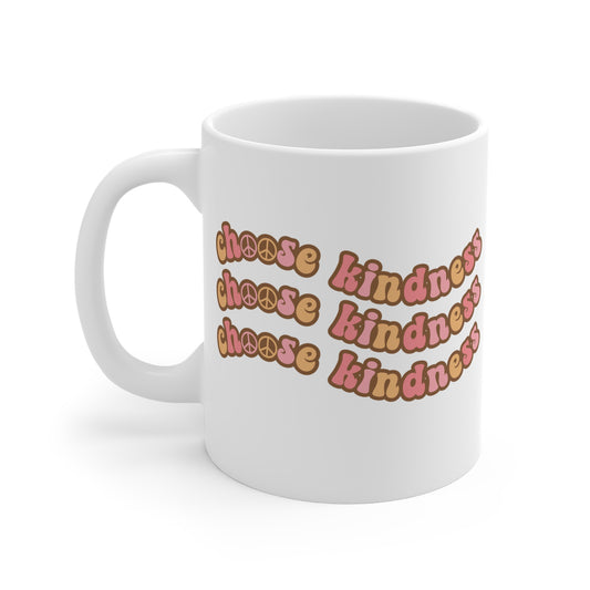 Choose Kindness Coffee Mug – 70s Wavy Retro Pastel | 11oz 15oz 20oz
