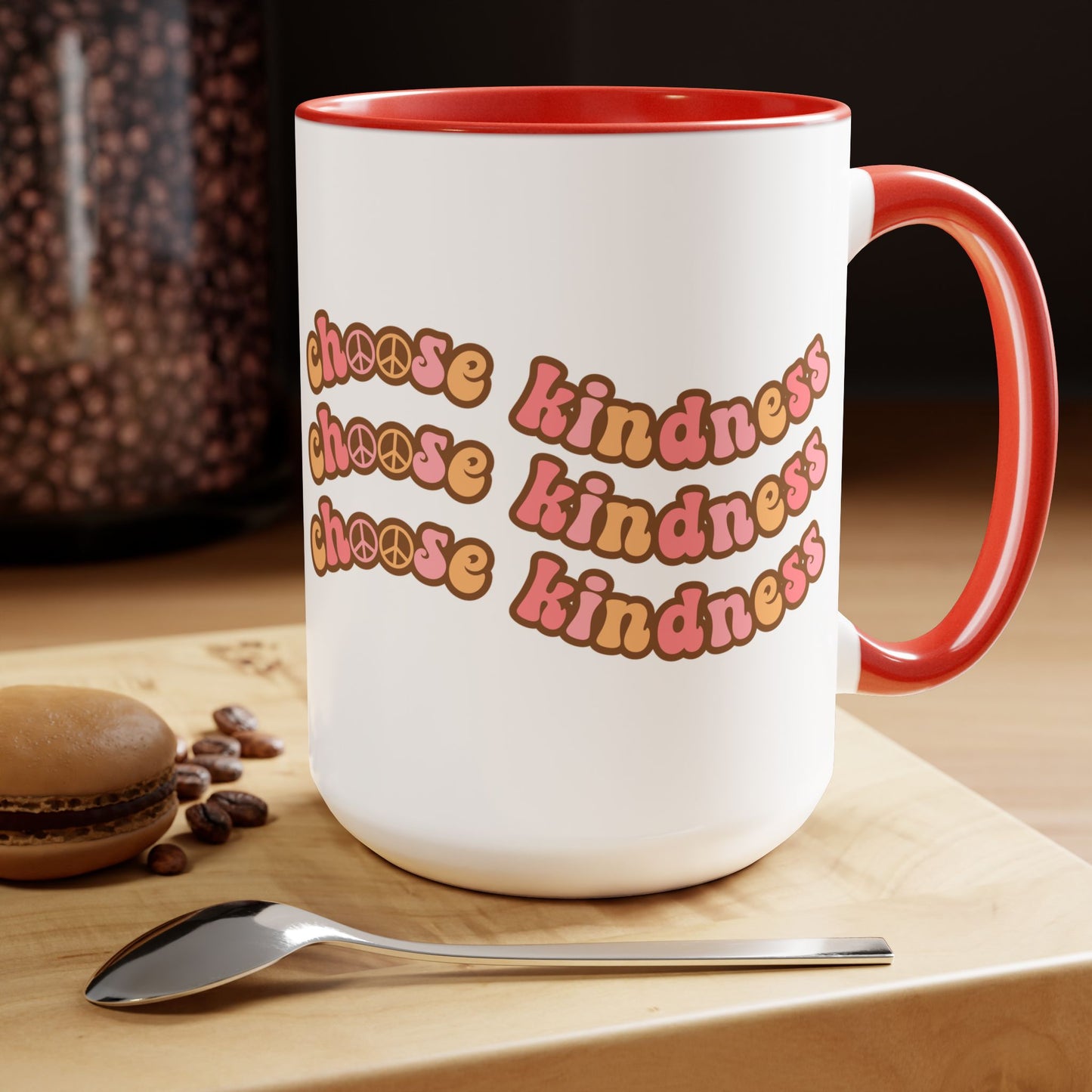 Choose Kindness Coffee Mug - 70s Wavy Retro | 15oz Accent